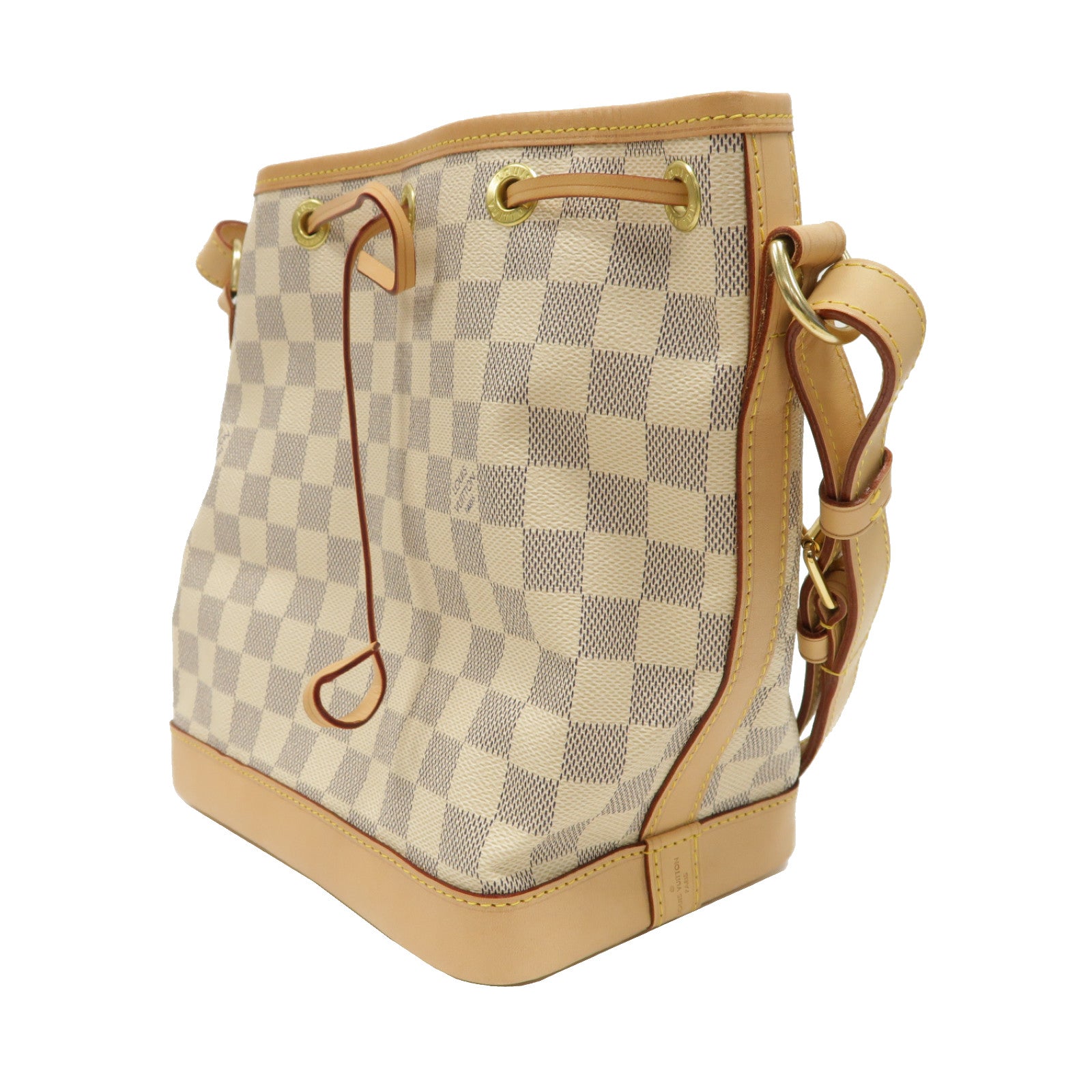 LOUIS VUITTON Damier Azur Noe BB金扣肩背袋白色