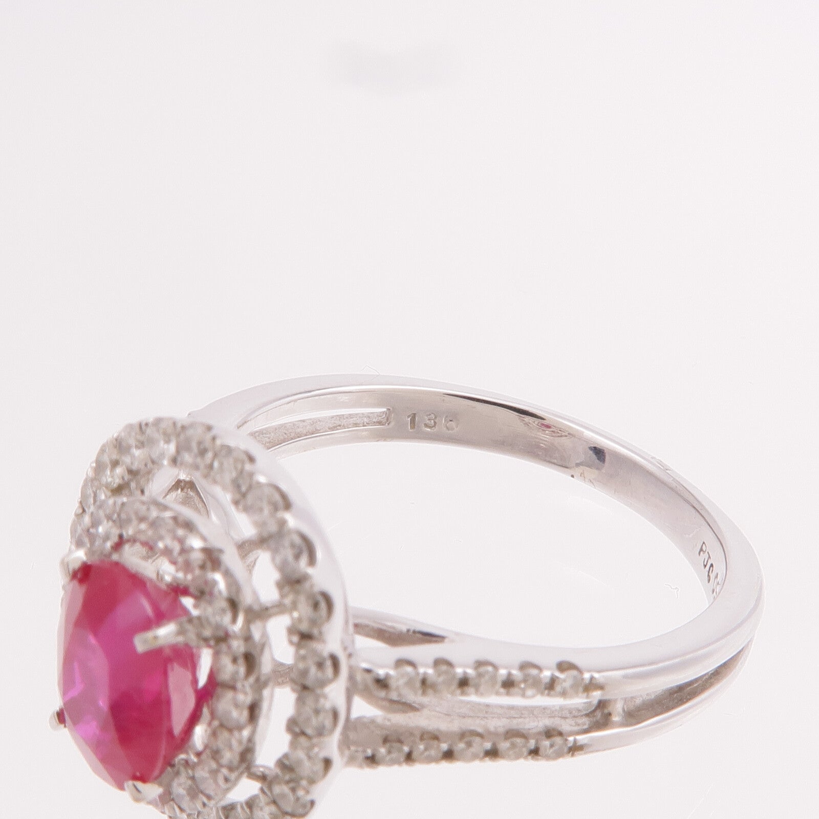 JEWELRY 18K白金Ruby Diamond Ring紅寶石/鑽石戒指US#7.75