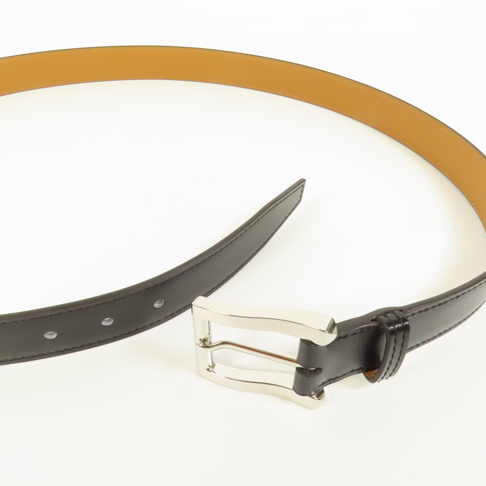 HERMES 【激減優惠】皮革Belt 95cm銀扣皮帶
