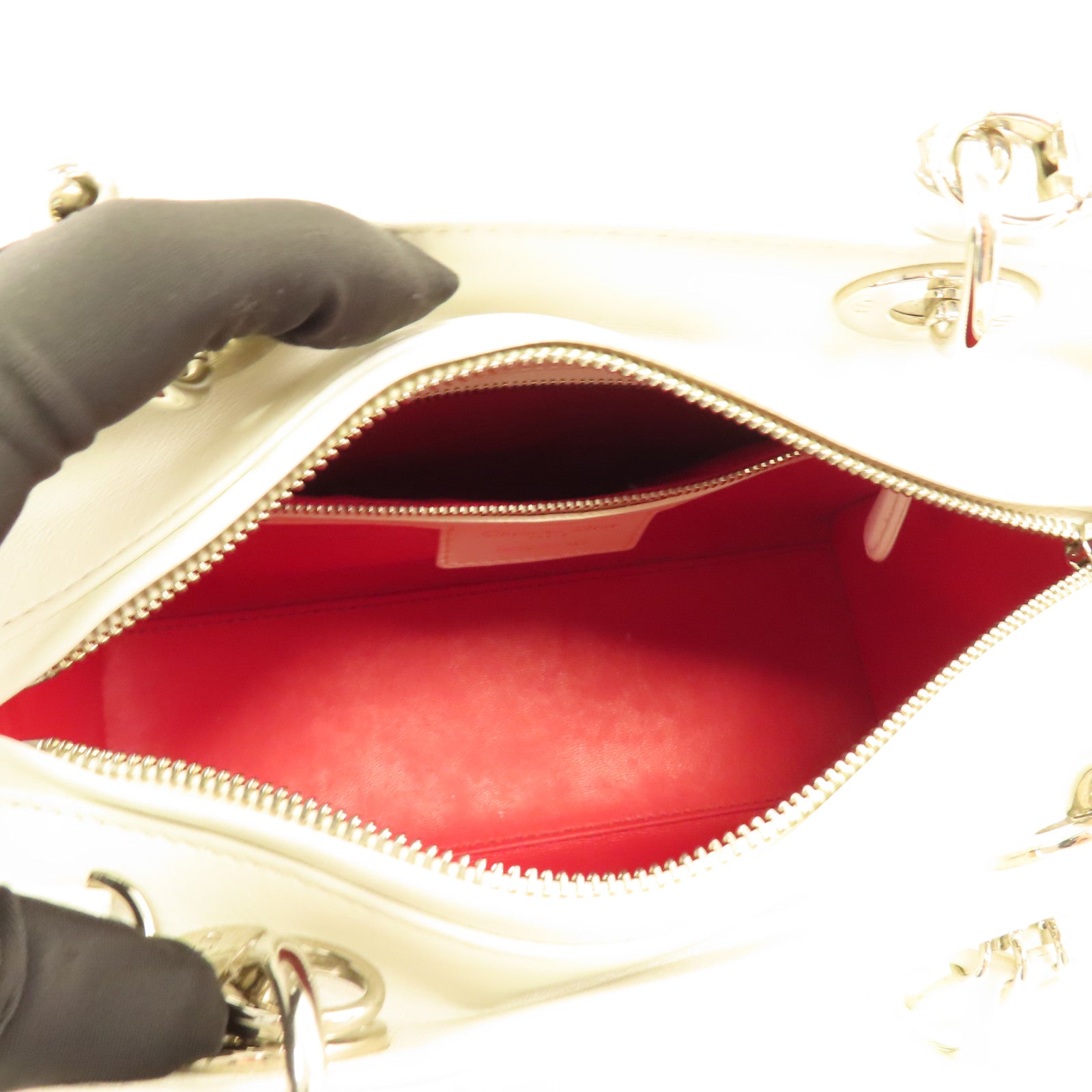 Dior 【激減優惠】牛皮皮革Lady Dior銀扣肩背袋