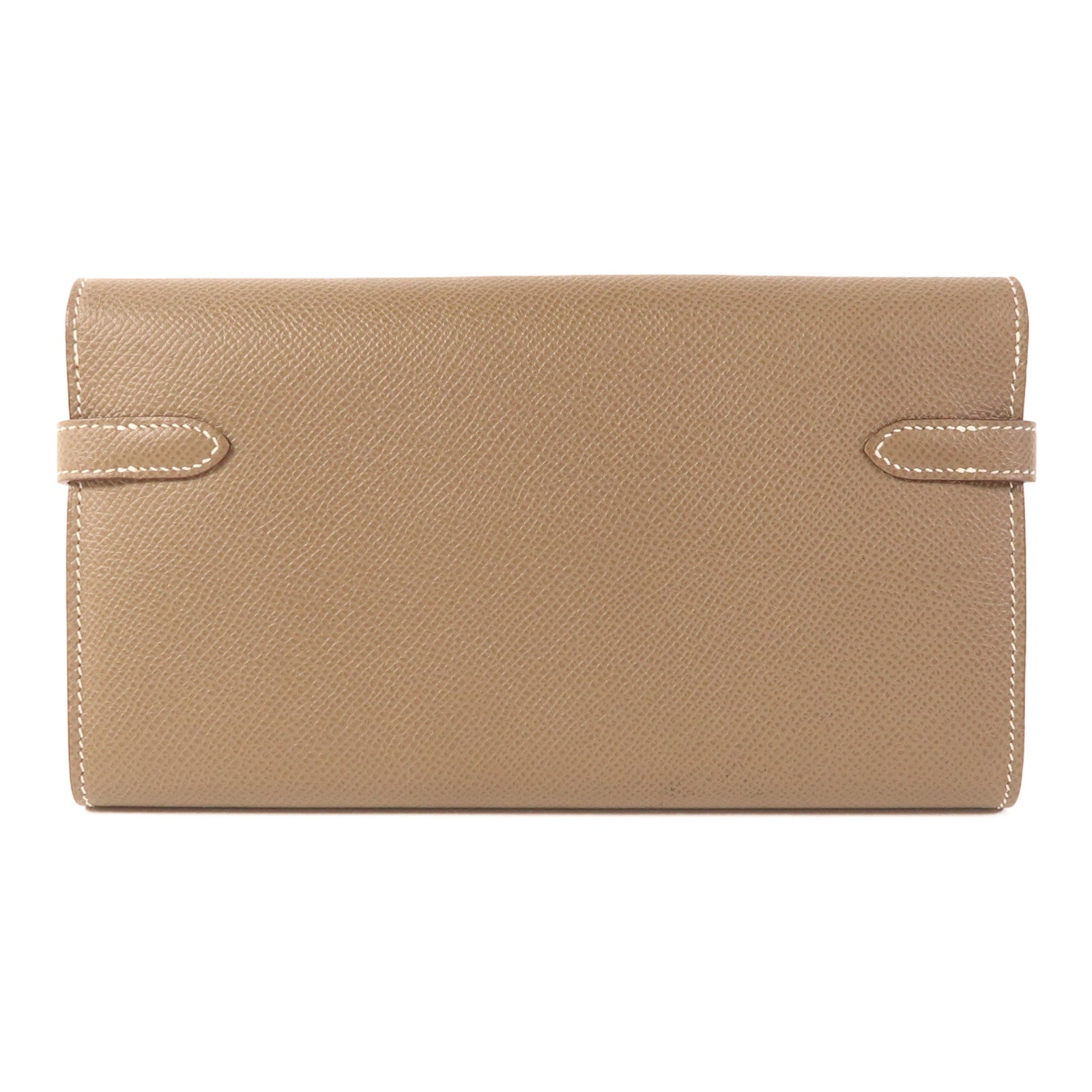 HERMES Epsom皮革Kelly Long Wallet銀扣長錢包Etoupe