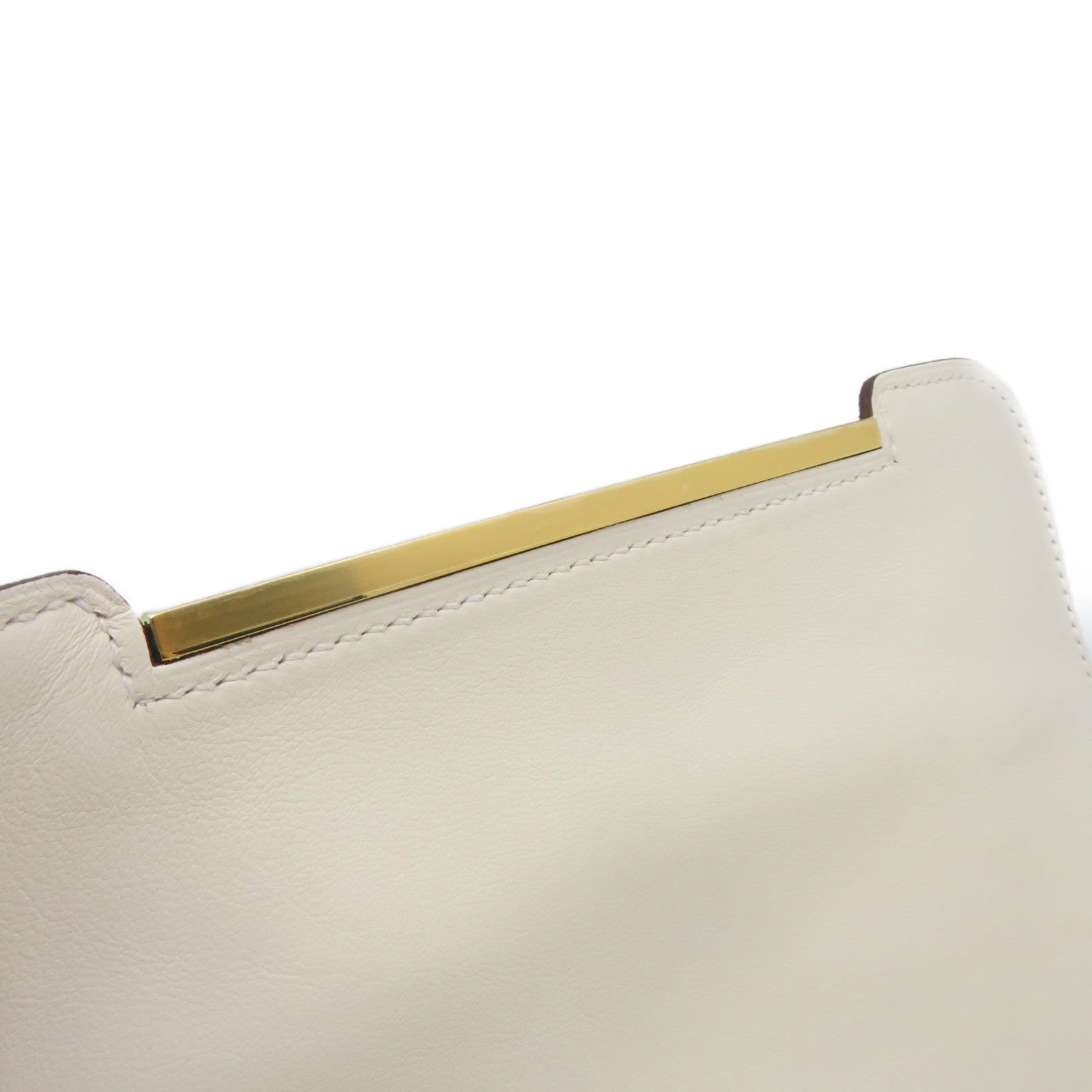 HERMES 【激減優惠】Chevre皮革Geta Shoulder Bag金扣肩背袋Nata米白色