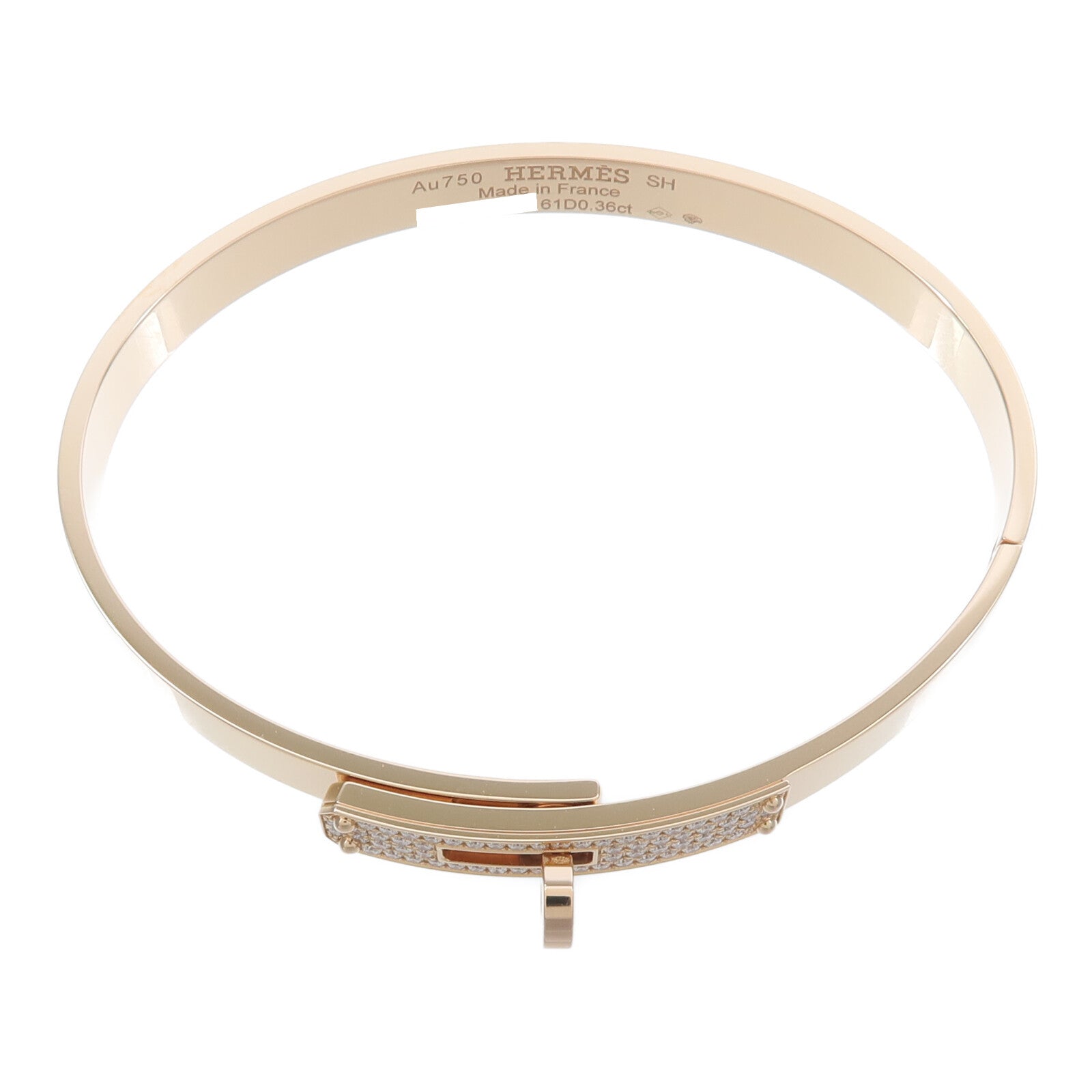 HERMES 18K玫瑰金Kelly Bracelet Diamond鑽石手鐲
