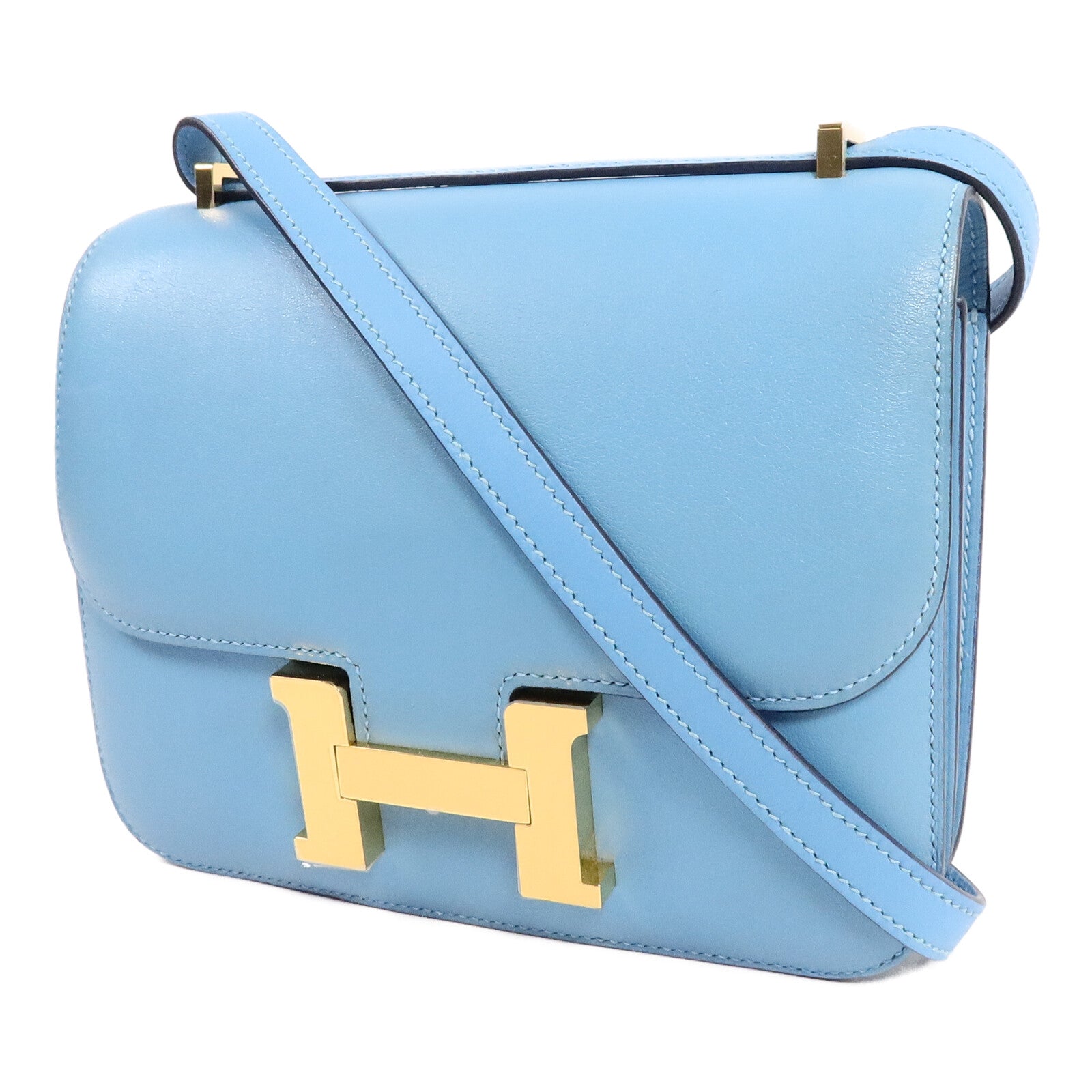 HERMES Swift皮革Constance Mini肩背袋Bleu Du Nord