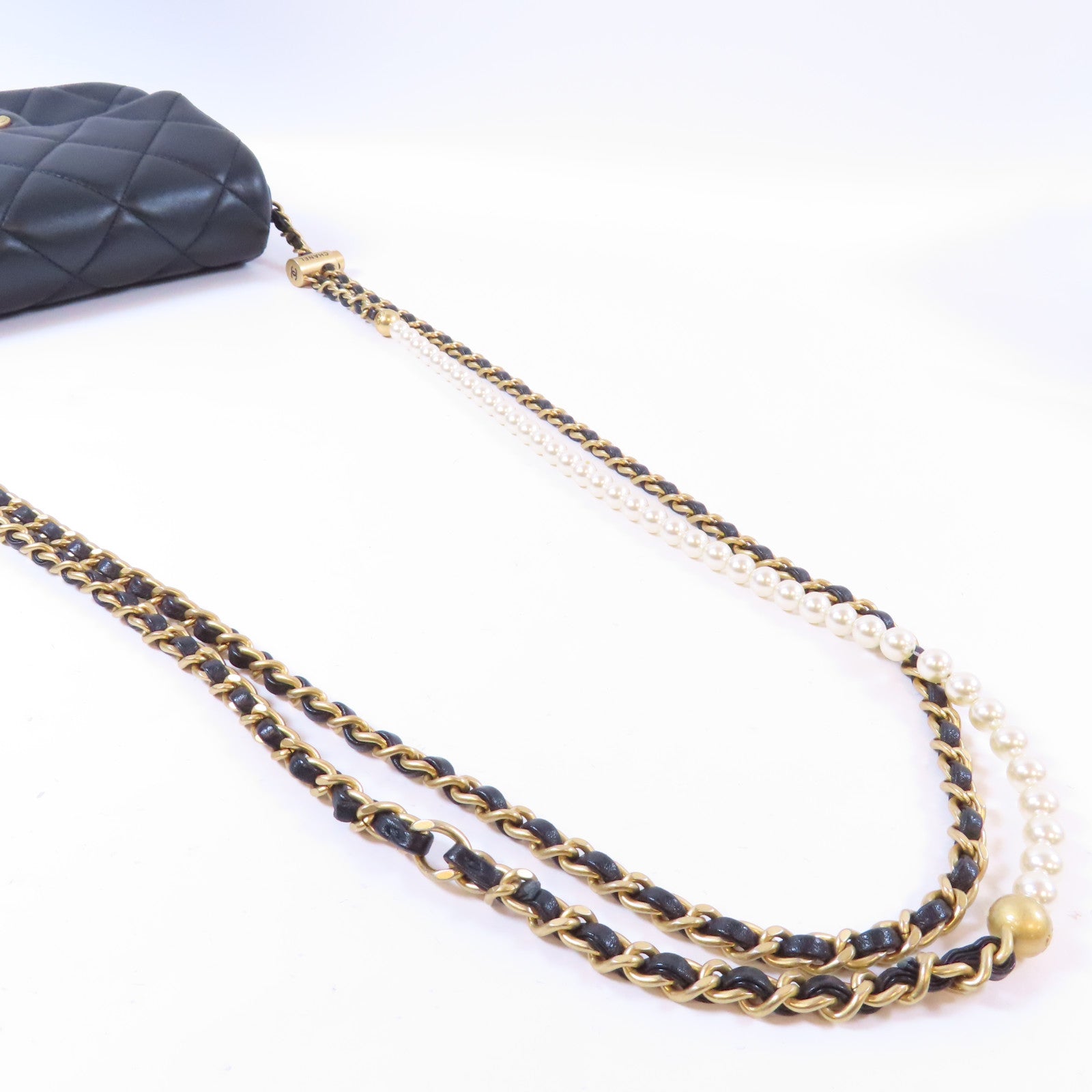 CHANEL 【激減優惠】菱格羊皮皮革Chain Shoulder金扣鏈帶肩背袋黑色