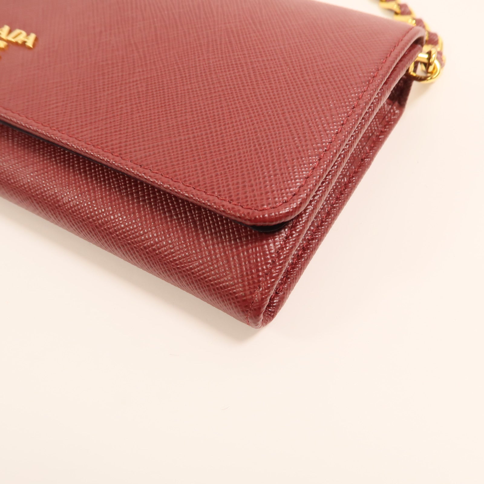 PRADA 牛皮皮革Chain Shoulder金扣鏈帶肩背袋