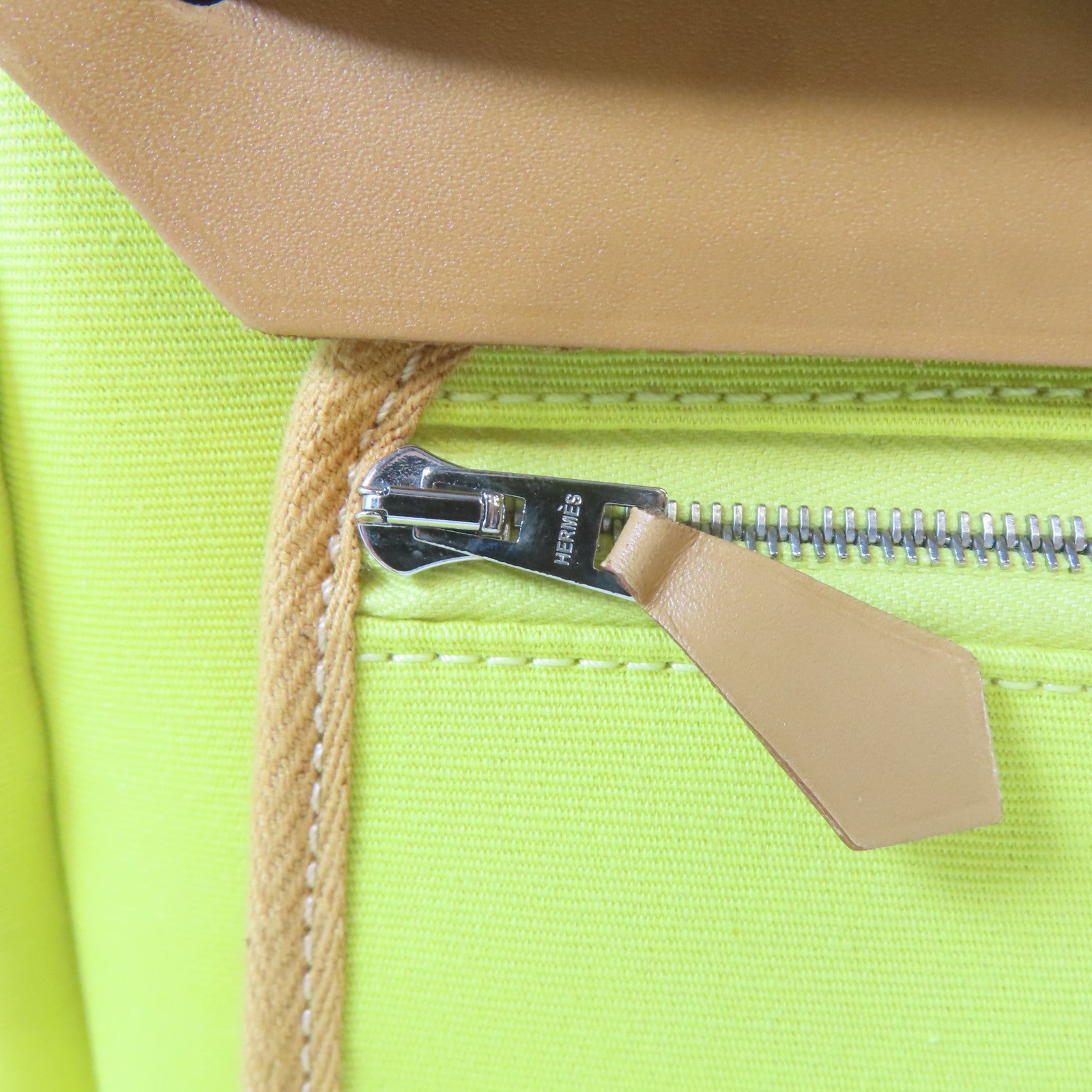 HERMES 帆布Herbag PM銀扣手挽肩背兩用袋黃色