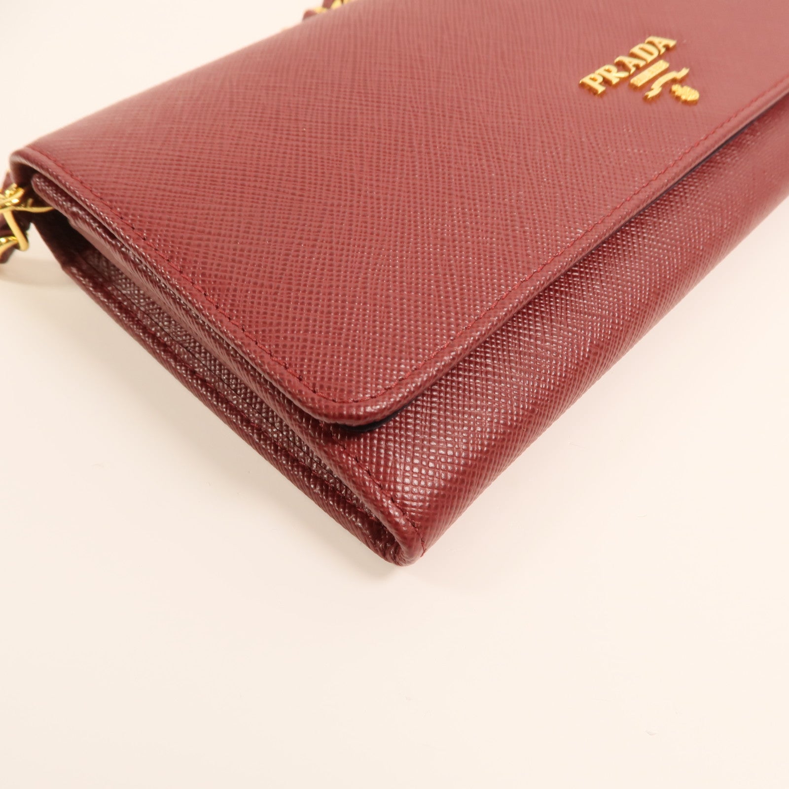 PRADA 牛皮皮革Chain Shoulder金扣鏈帶肩背袋