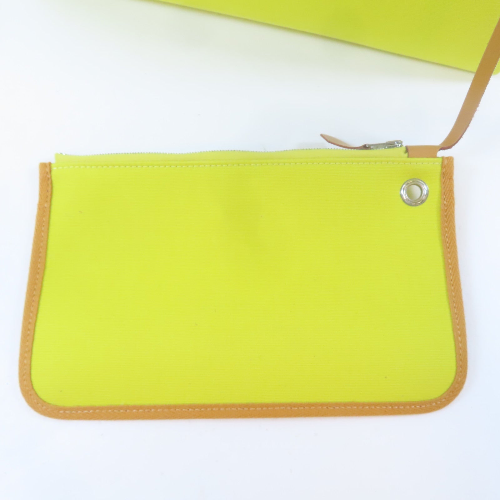 HERMES 帆布Herbag PM銀扣手挽肩背兩用袋黃色