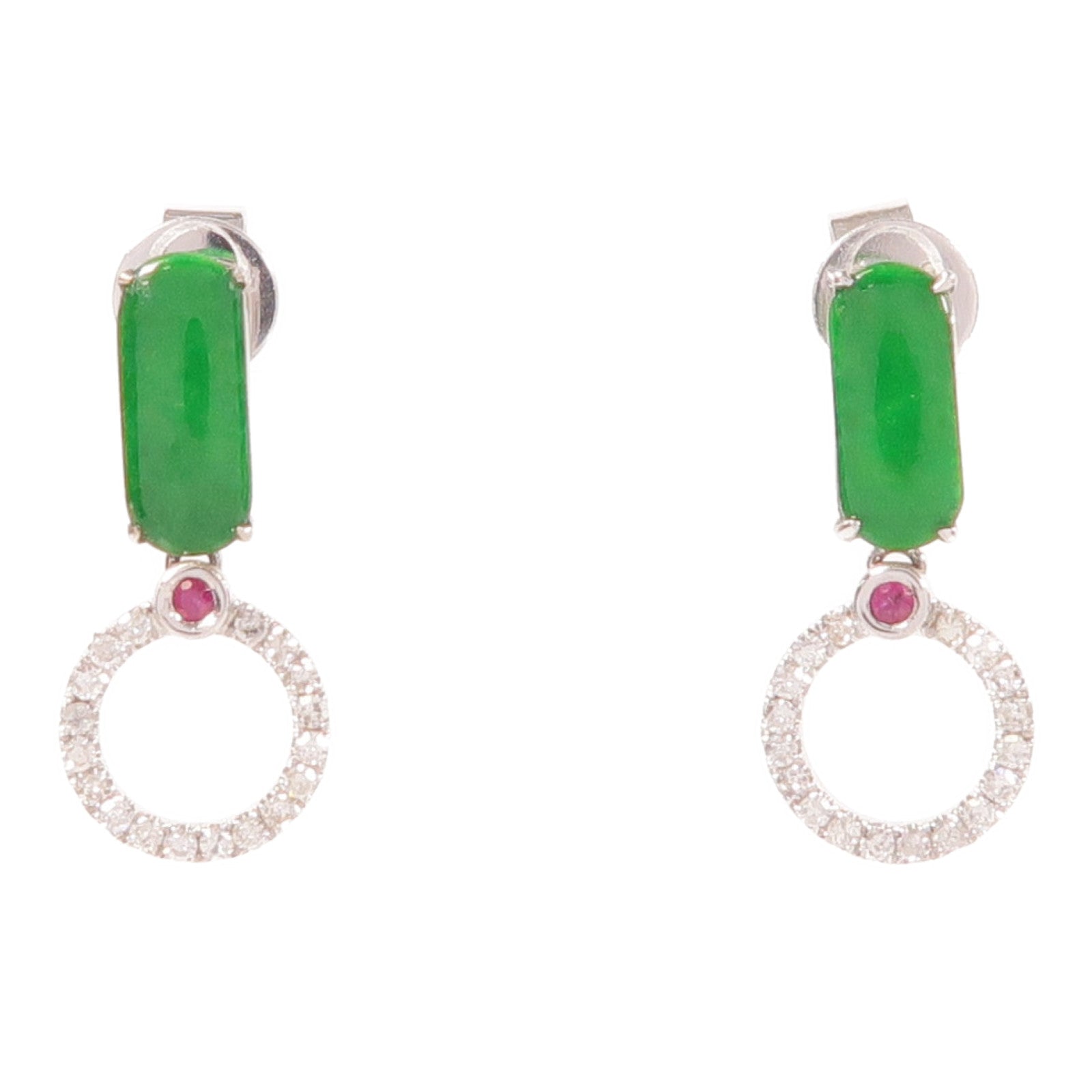 JEWELRY 18K白金Jade Earrings耳環