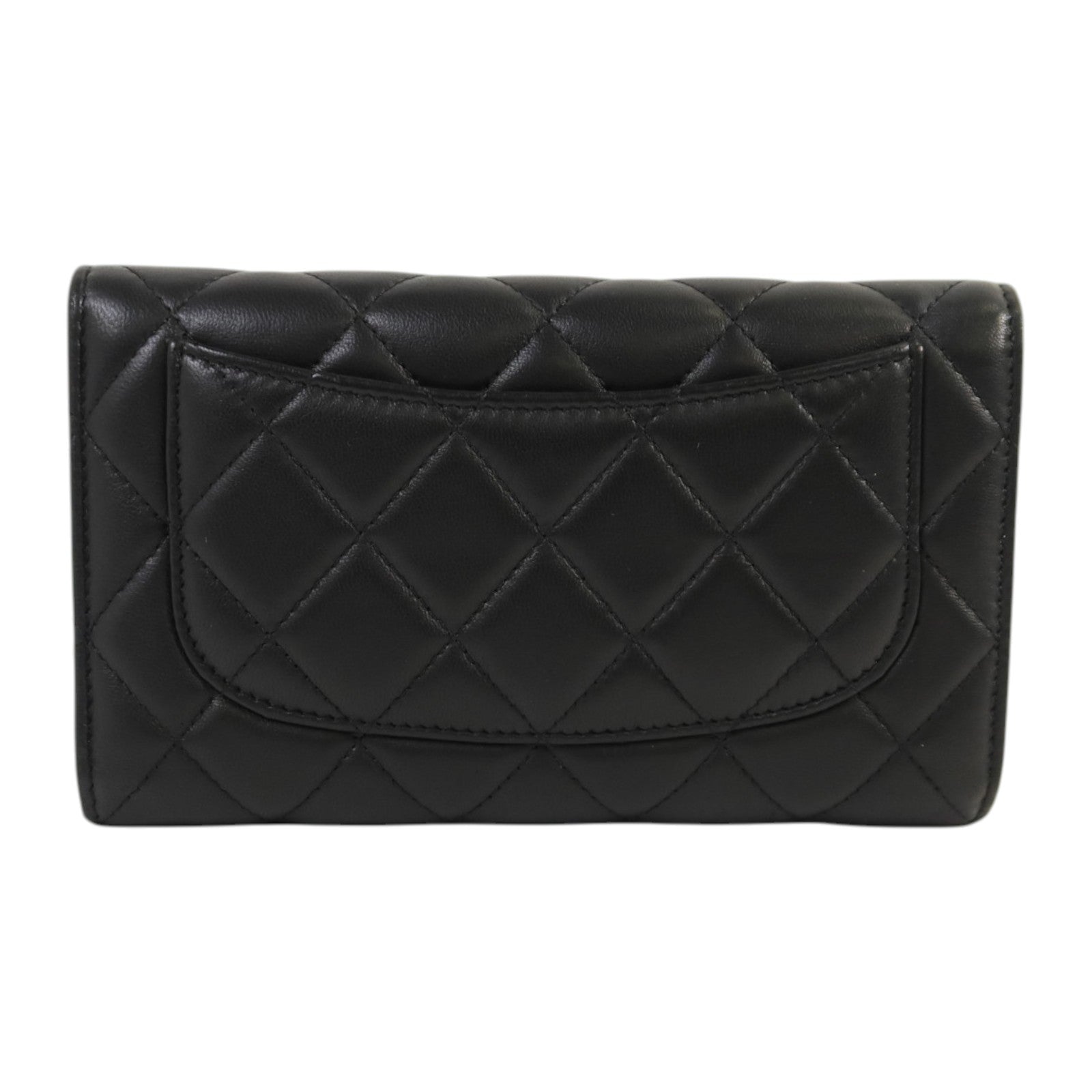 CHANEL 羊皮皮革Long Wallet銀扣長錢包