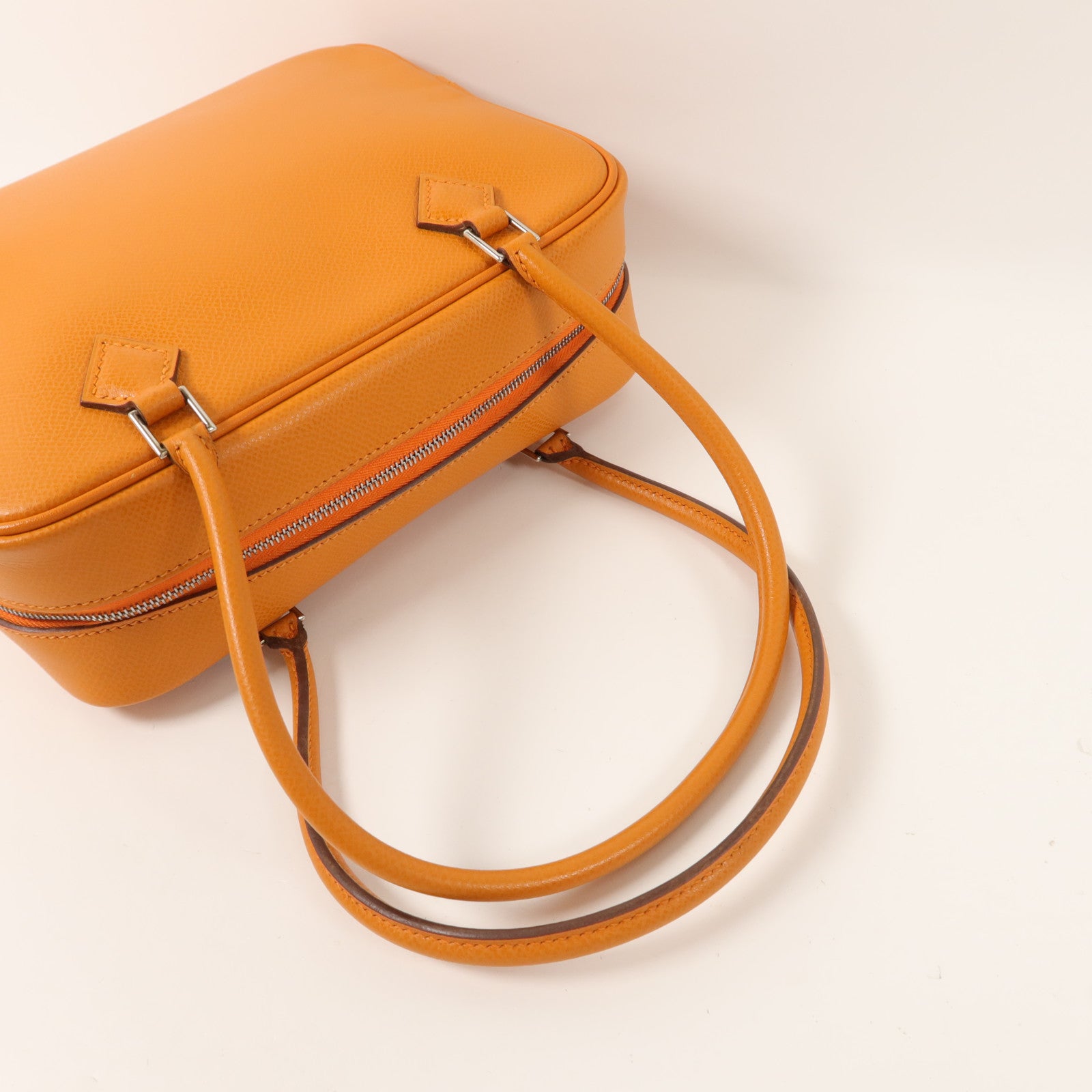 HERMES Epsom皮革Mini Plume手挽袋Orange