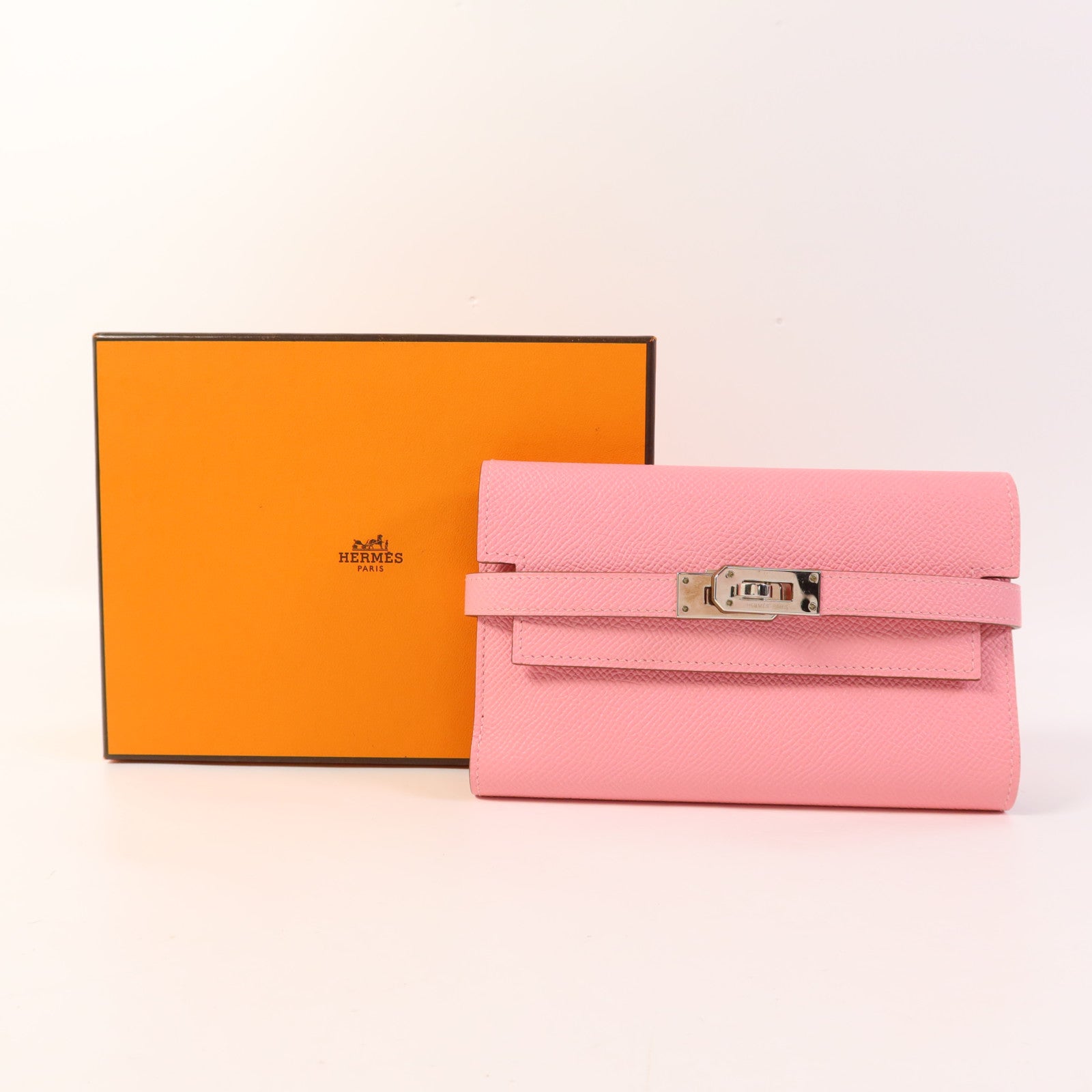 HERMES 【激減優惠】Epsom皮革Kelly Wallet銀扣錢包