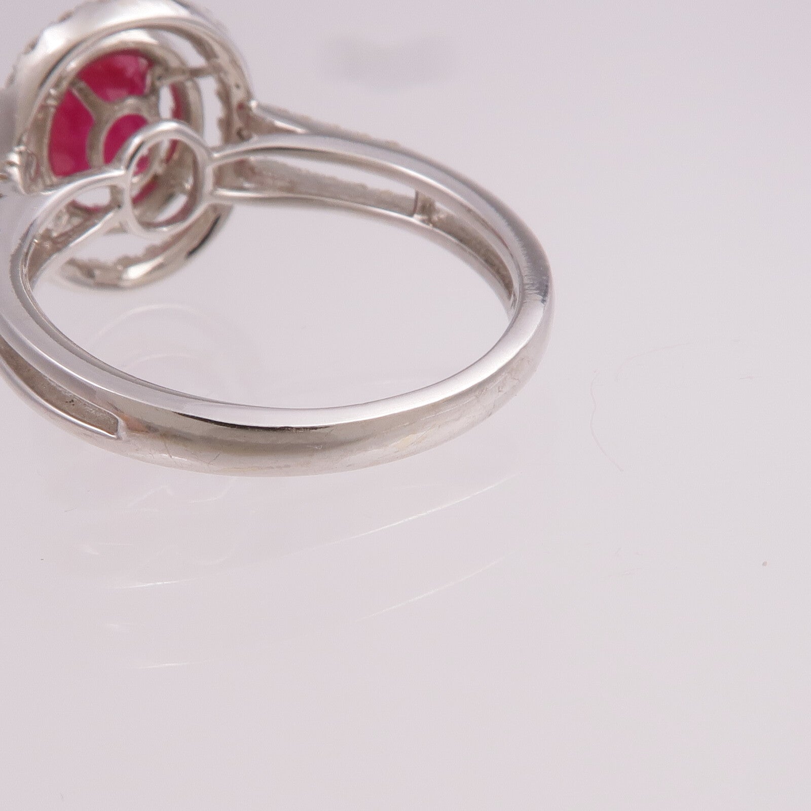 JEWELRY 18K白金Ruby Diamond Ring紅寶石/鑽石戒指US#7.75