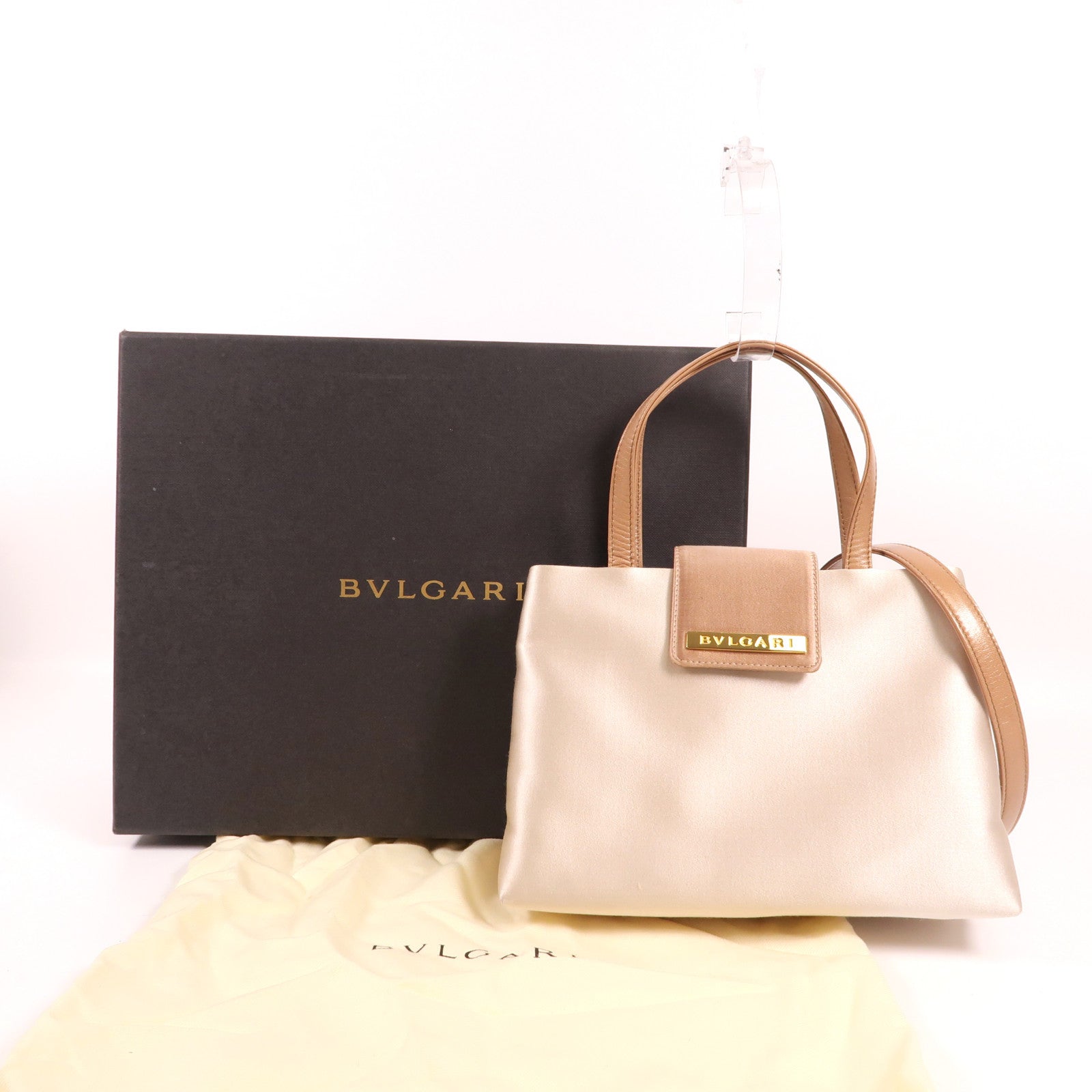 BVLGARI Satin Hand Bag金扣手挽肩背兩用袋