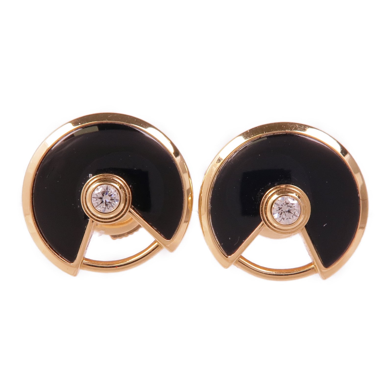CARTIER 18K玫瑰金Diamond Onyx Earrings黑瑪瑙/鑽石耳環
