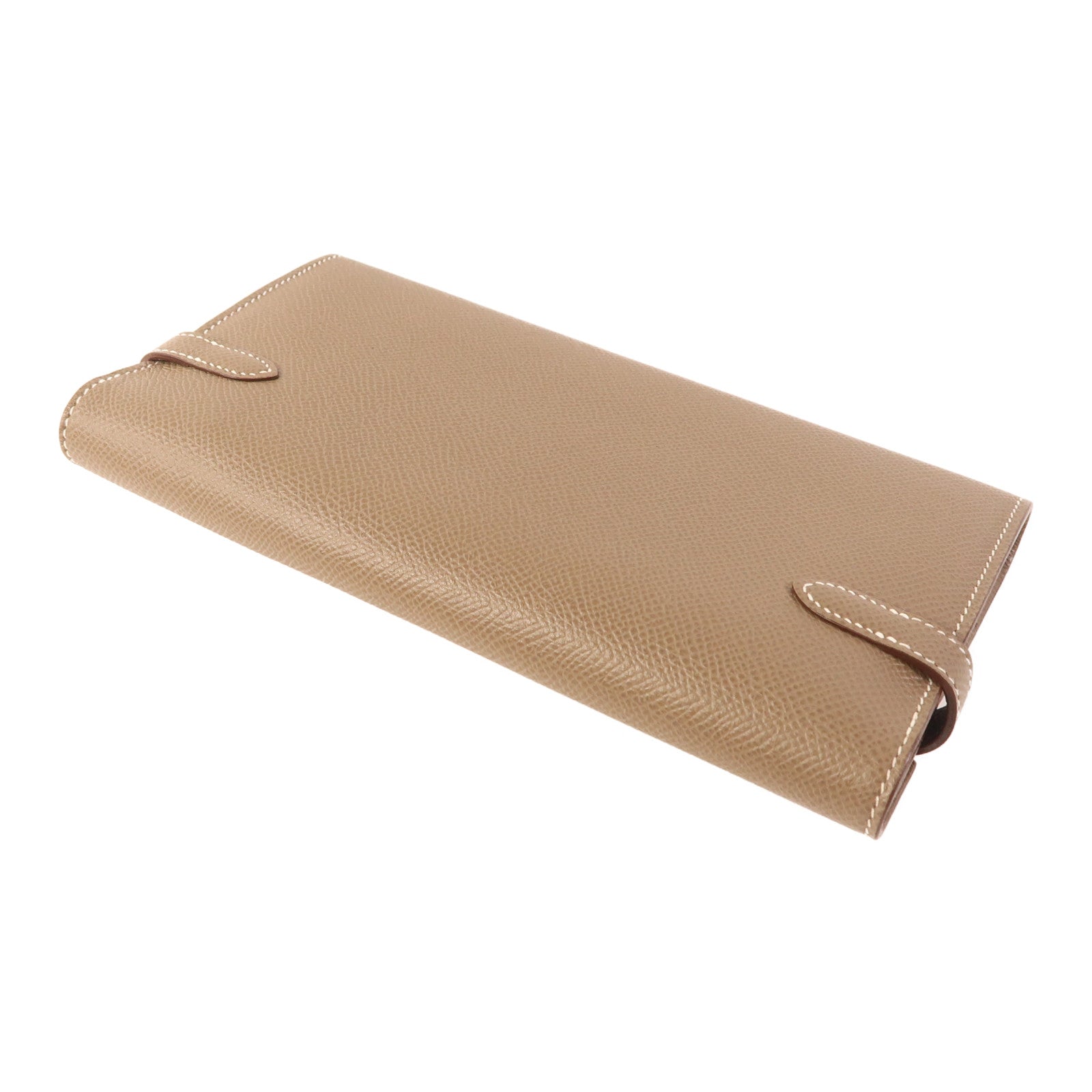 HERMES Epsom皮革Kelly Long Wallet銀扣長錢包Etoupe