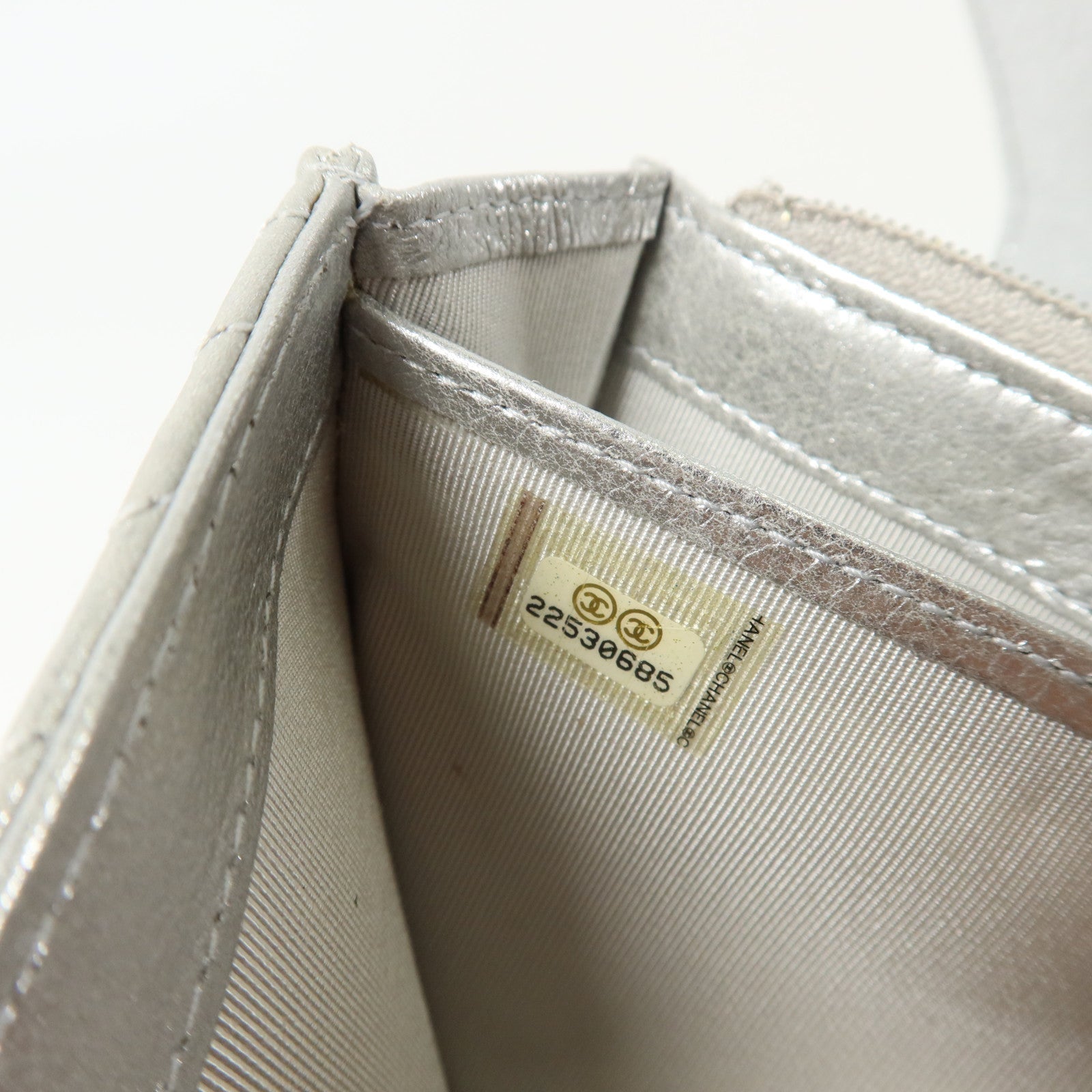 CHANEL 羊皮皮革Long Wallet銀扣長錢包