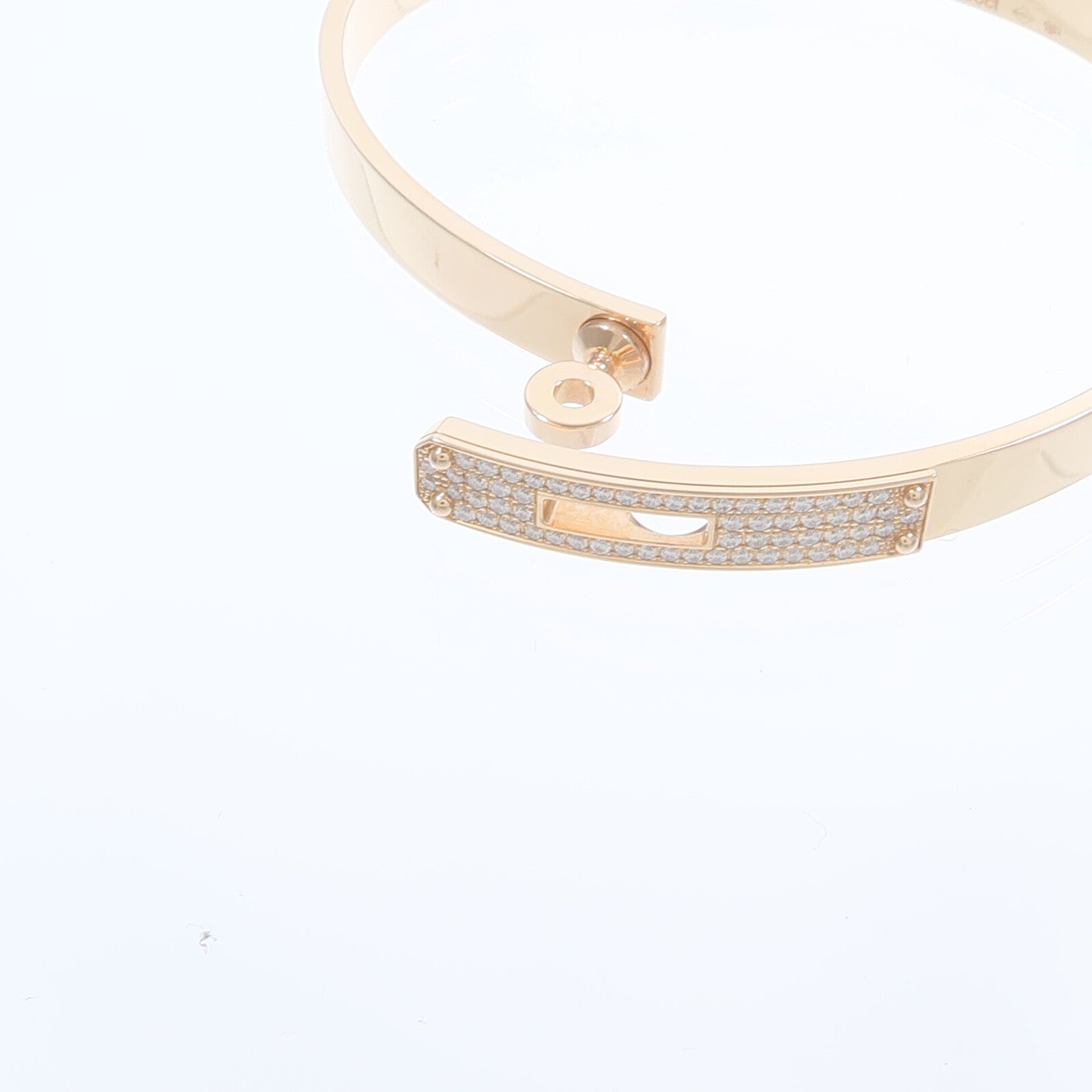 HERMES 18K玫瑰金Kelly Bracelet Diamond鑽石手鐲