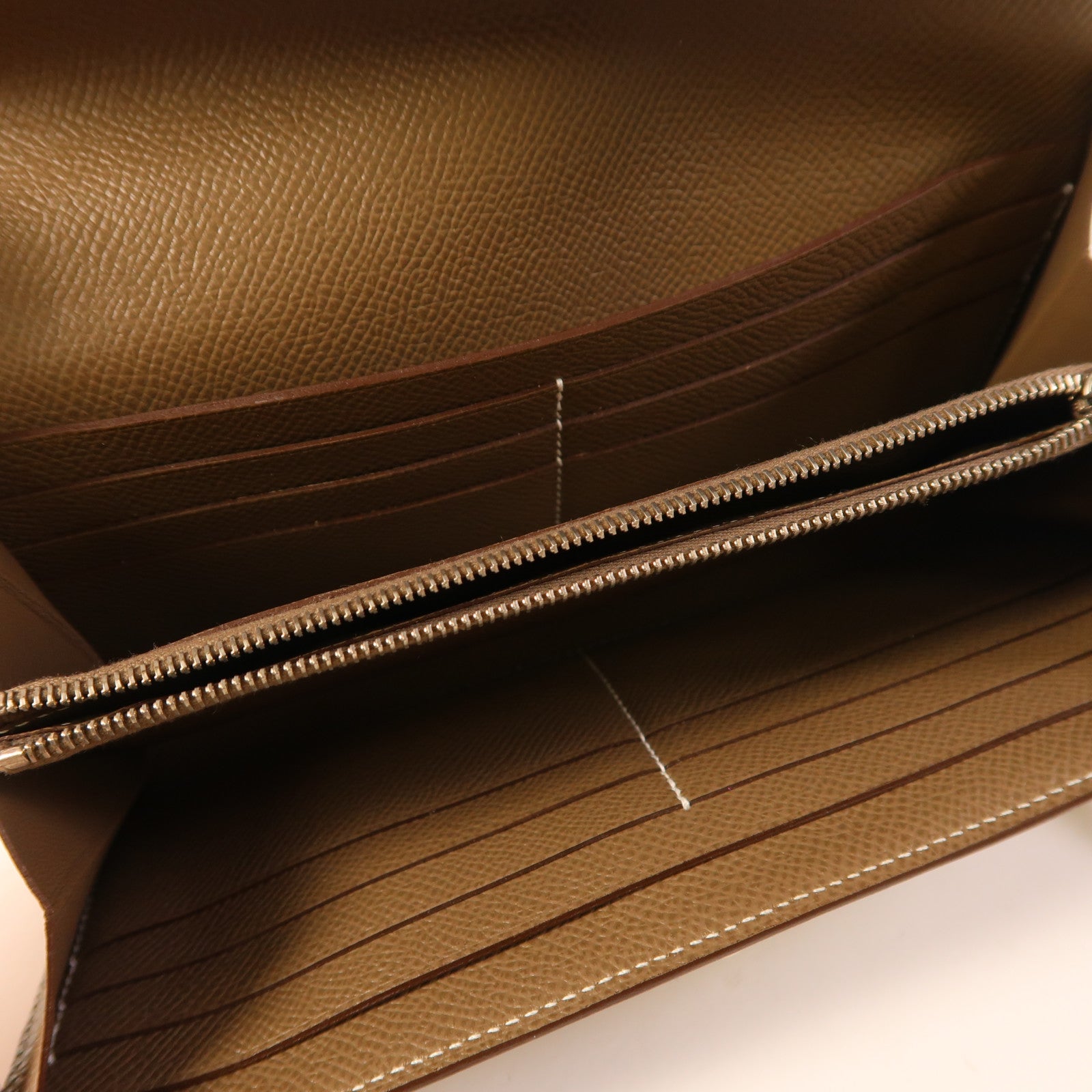 HERMES Epsom皮革Kelly Long Wallet銀扣長錢包Etoupe