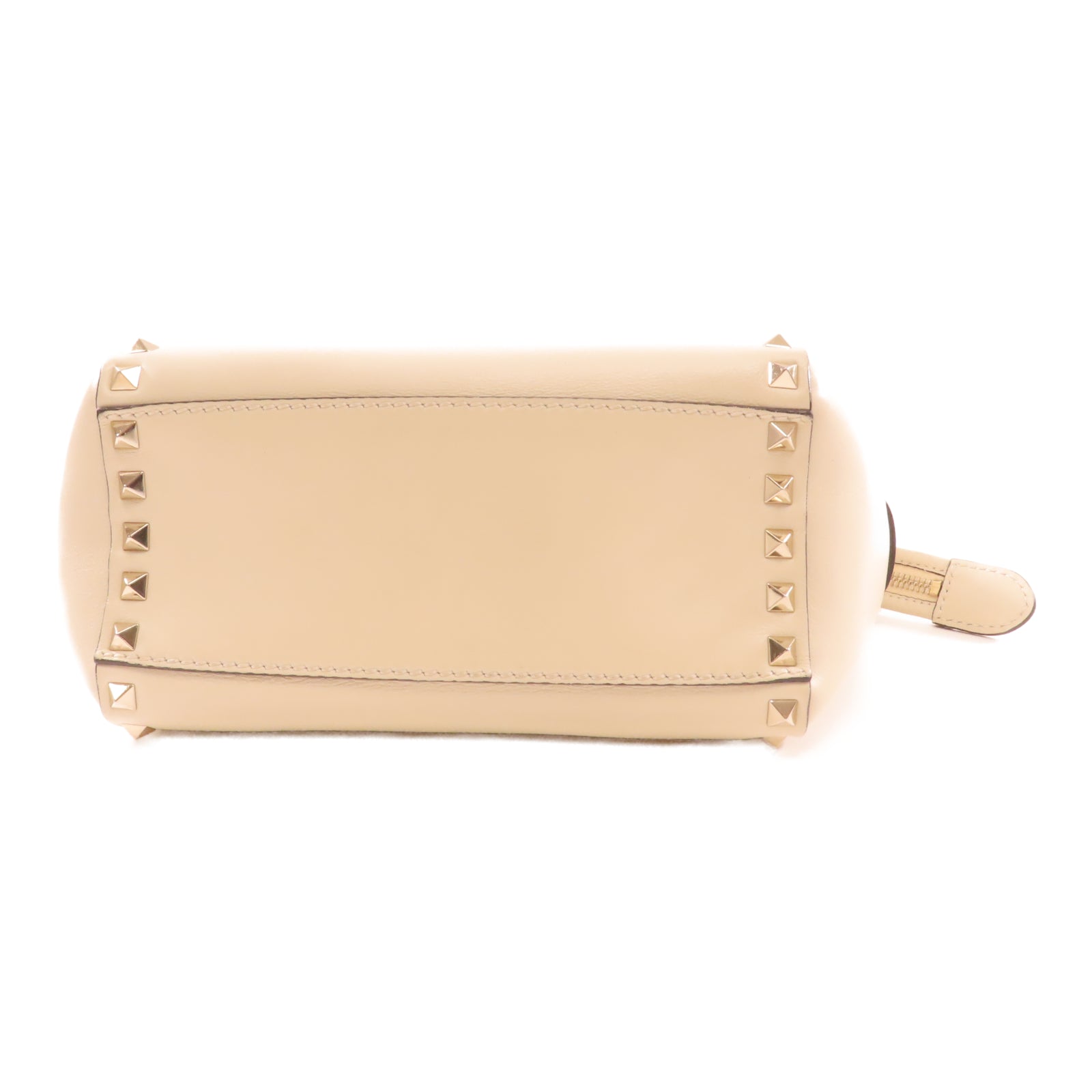 Valentino 牛皮皮革2 Way Shoulder金扣手挽肩背兩用袋米色
