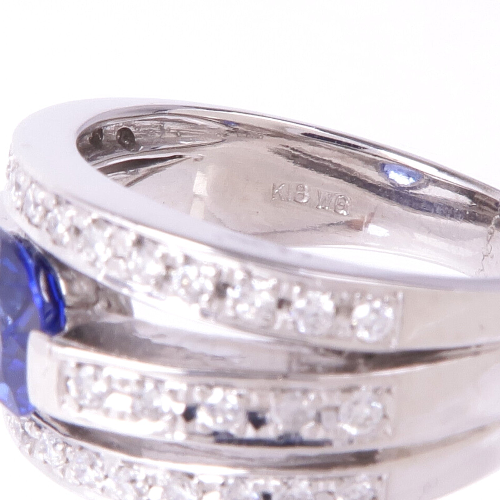 JEWELRY 18K白金Sapphire Diamond Ring藍寶石/鑽石戒指US#6