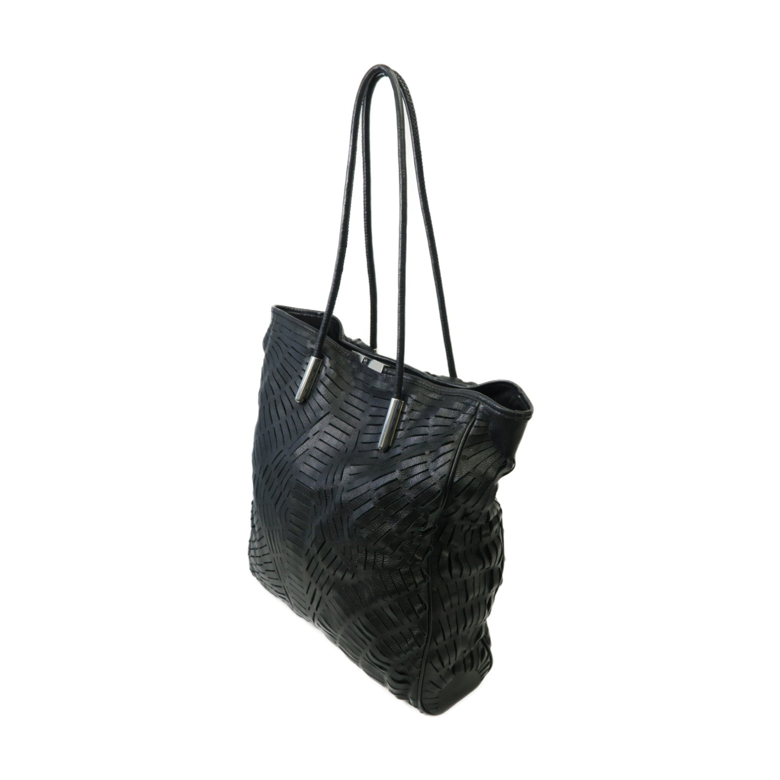 SELECTION 牛皮皮革Tote Bag銀扣手挽袋黒色