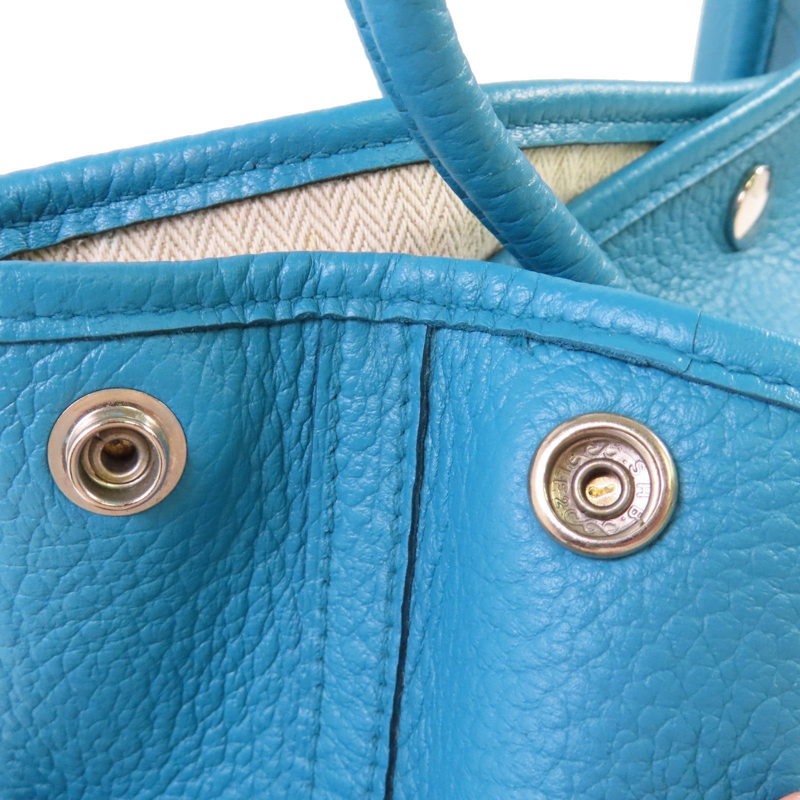 HERMES Negonda皮革Garden Party TPM Tote Bag銀扣手挽袋7B Turquoise/松石藍色