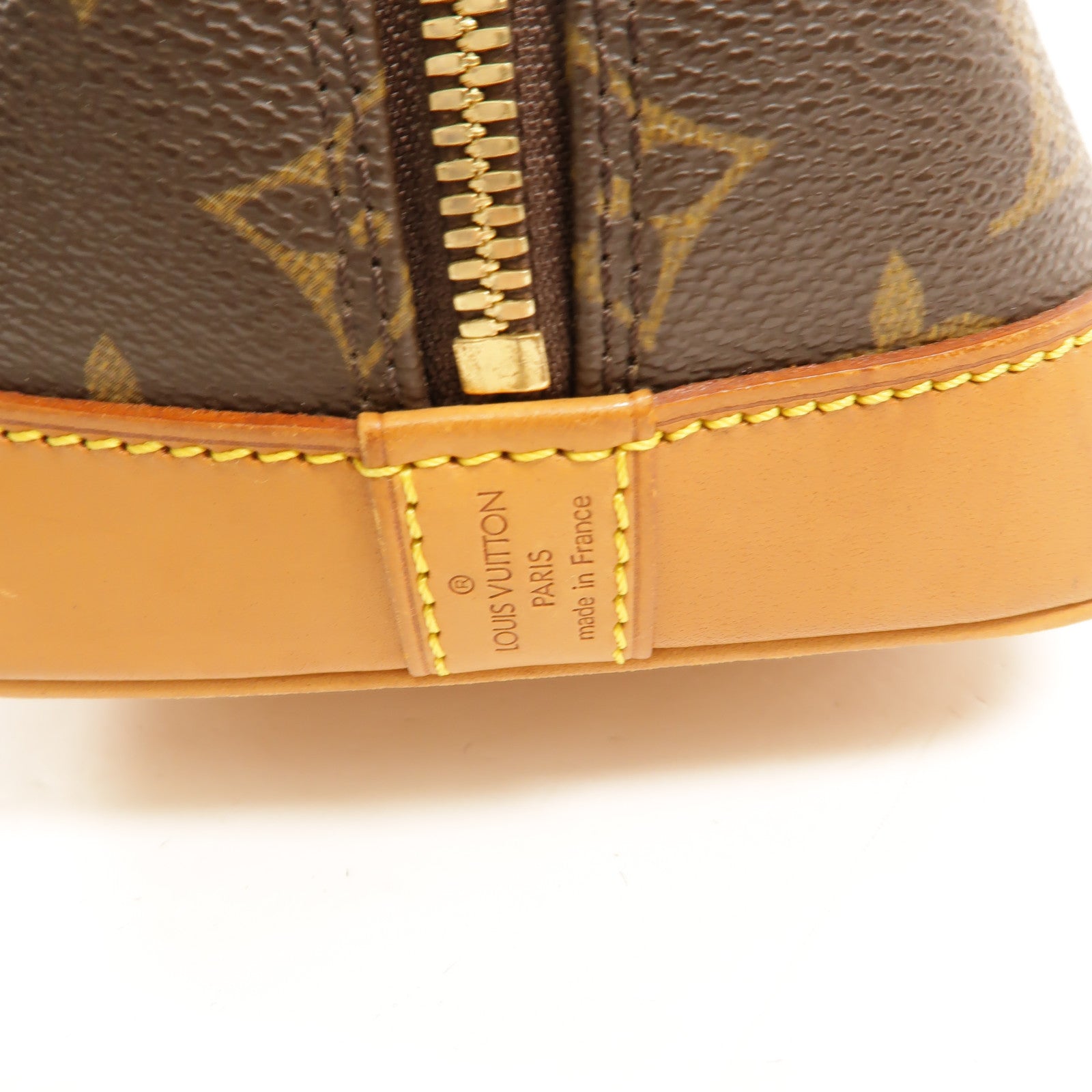 LOUIS VUITTON Monogram Alma金扣手挽袋棕色