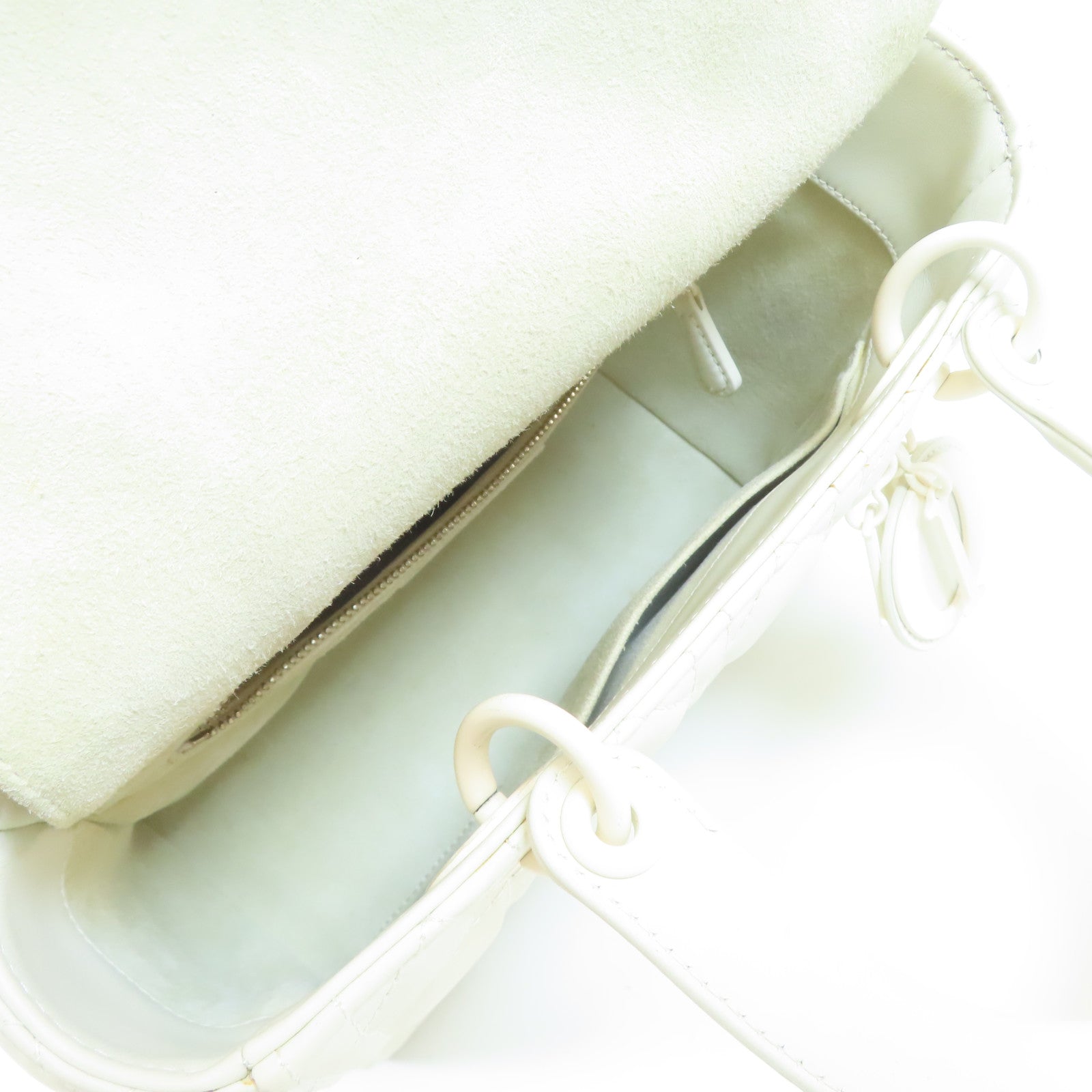 Dior CD Lady Dior 2 Way Shoulder Handbag M0565ILOI Calfskin White