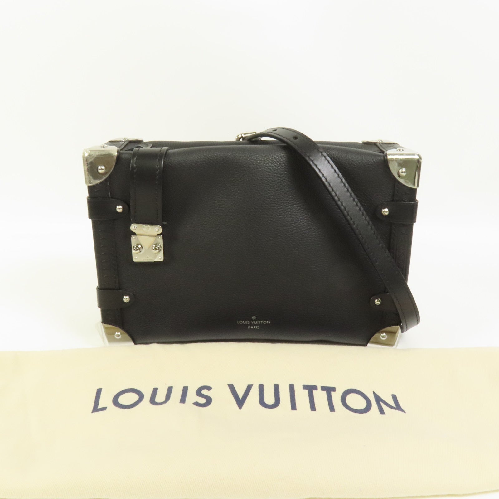LOUIS VUITTON 牛皮皮革Side Trunk MM銀扣肩背袋