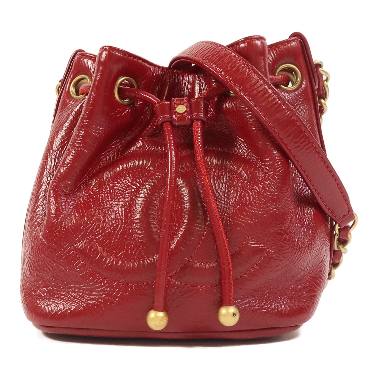 CHANEL 牛皮皮革Chain Shoulder金扣鏈帶肩背袋