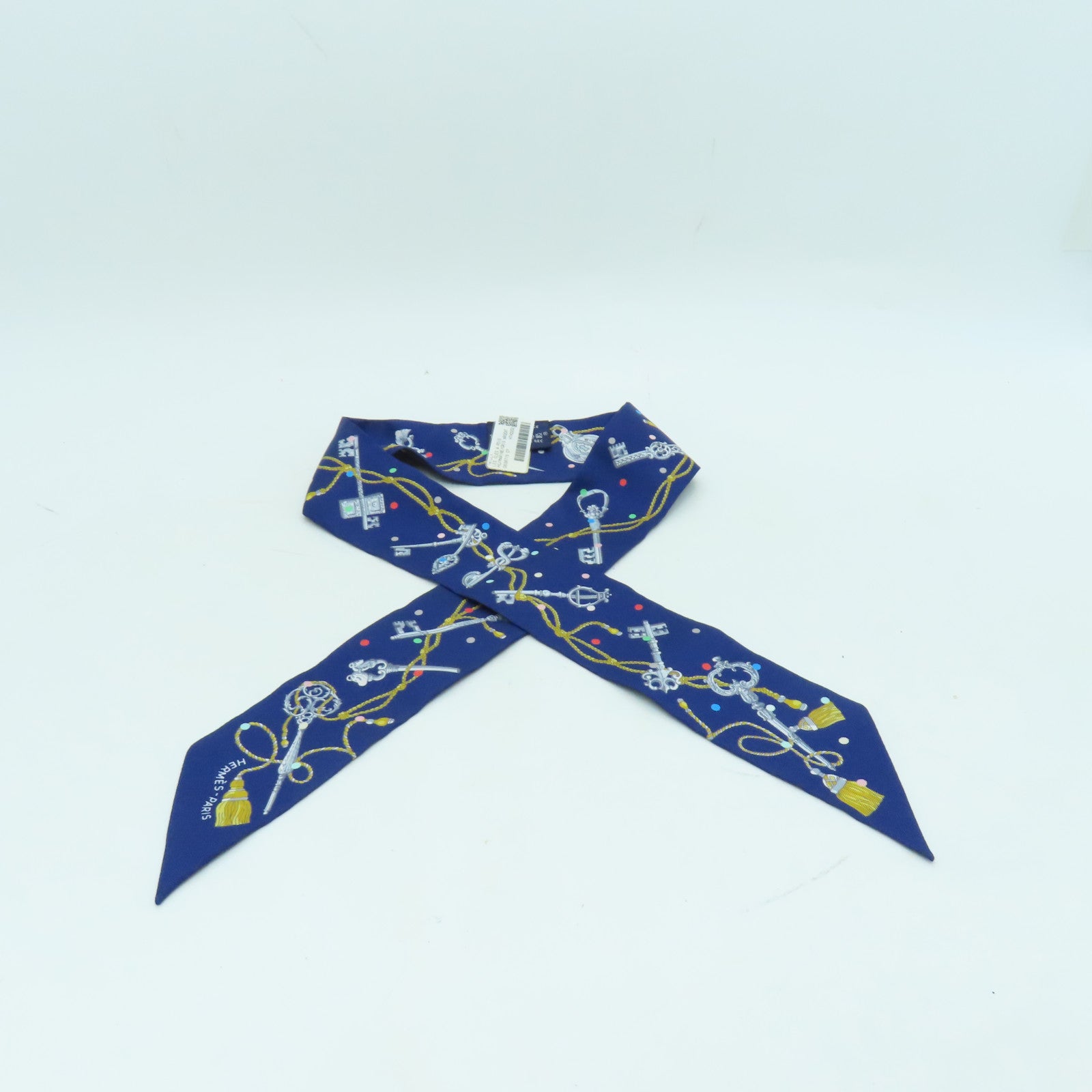 HERMES 【激減優惠】絲質Twilly絲巾藍色