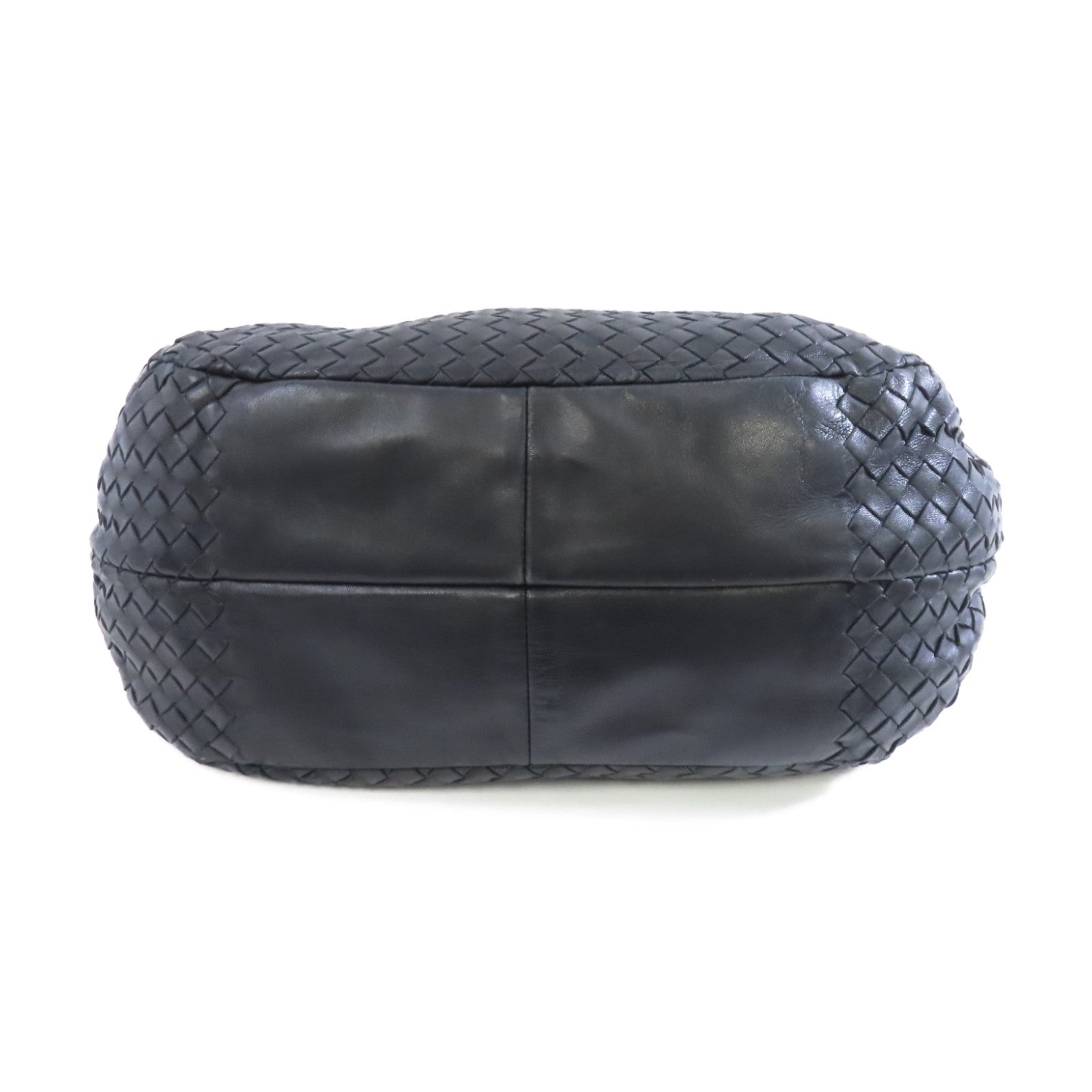 BOTTEGA VENETA 織紋皮革Campana Shoulder Bag銀扣肩背袋黑色