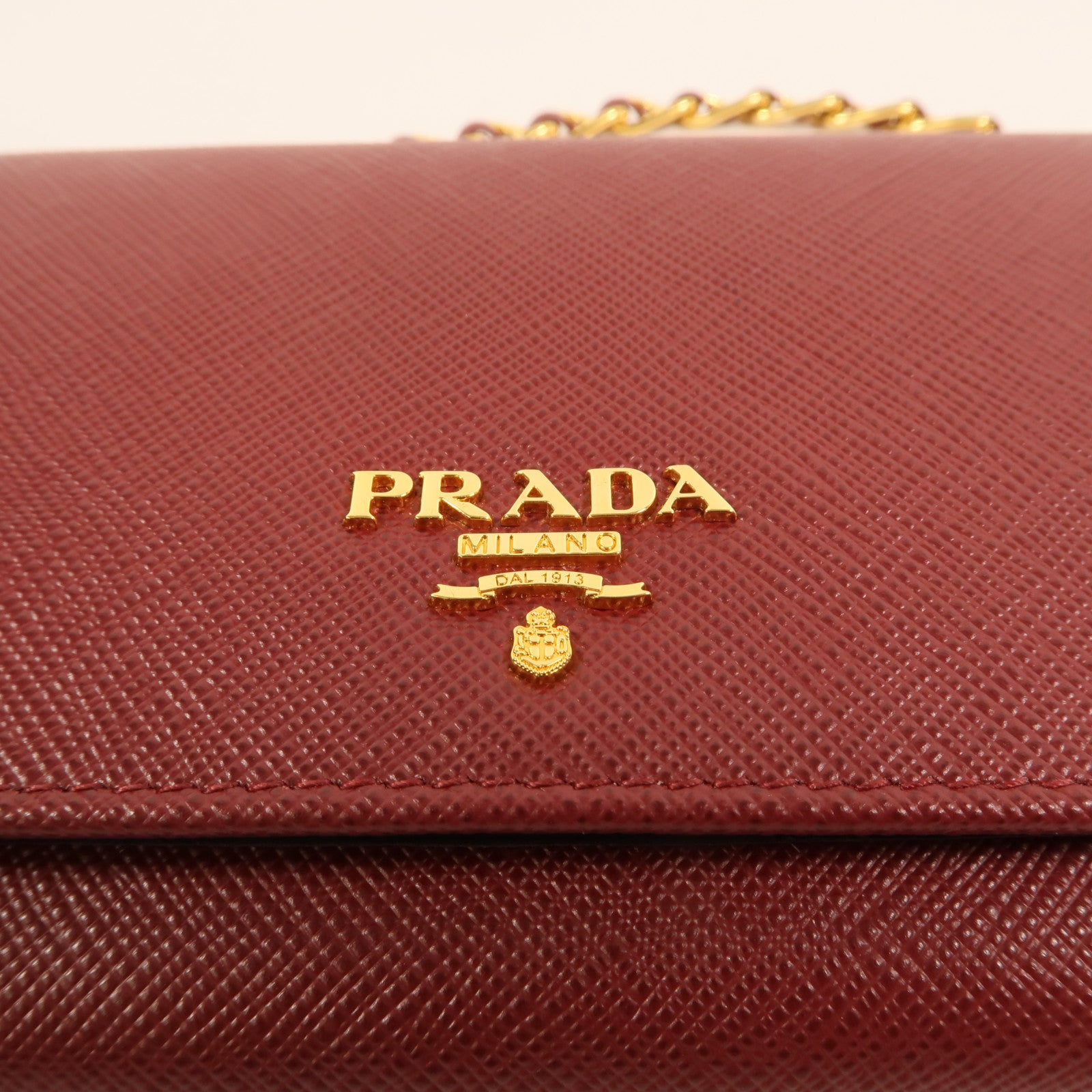 PRADA 牛皮皮革Chain Shoulder金扣鏈帶肩背袋