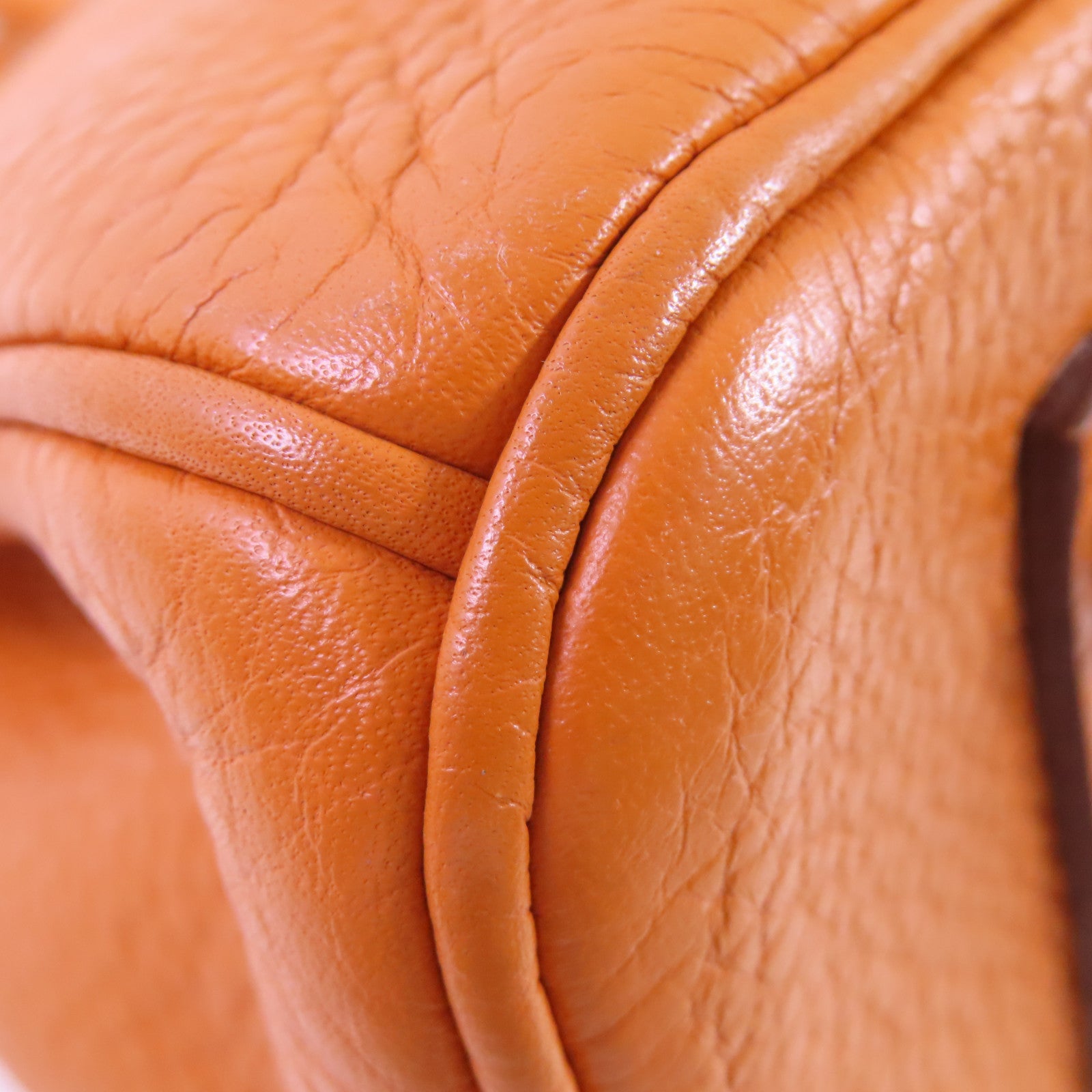 HERMES Clemence皮革Birkin 35 Hand Bag銀扣手挽袋93 Orange橙色