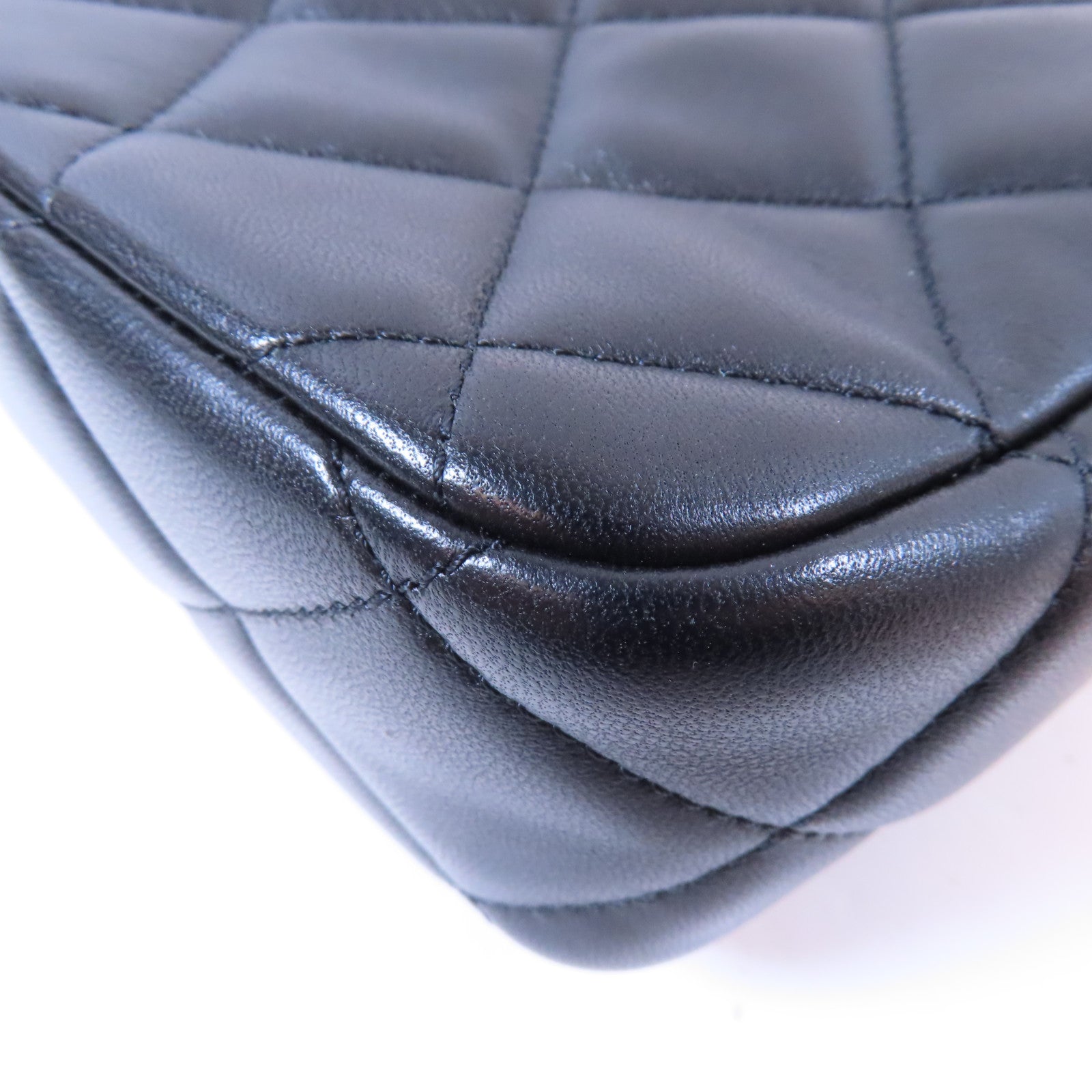 CHANEL 【激減優惠】菱格羊皮皮革Chain Shoulder金扣鏈帶肩背袋黑色