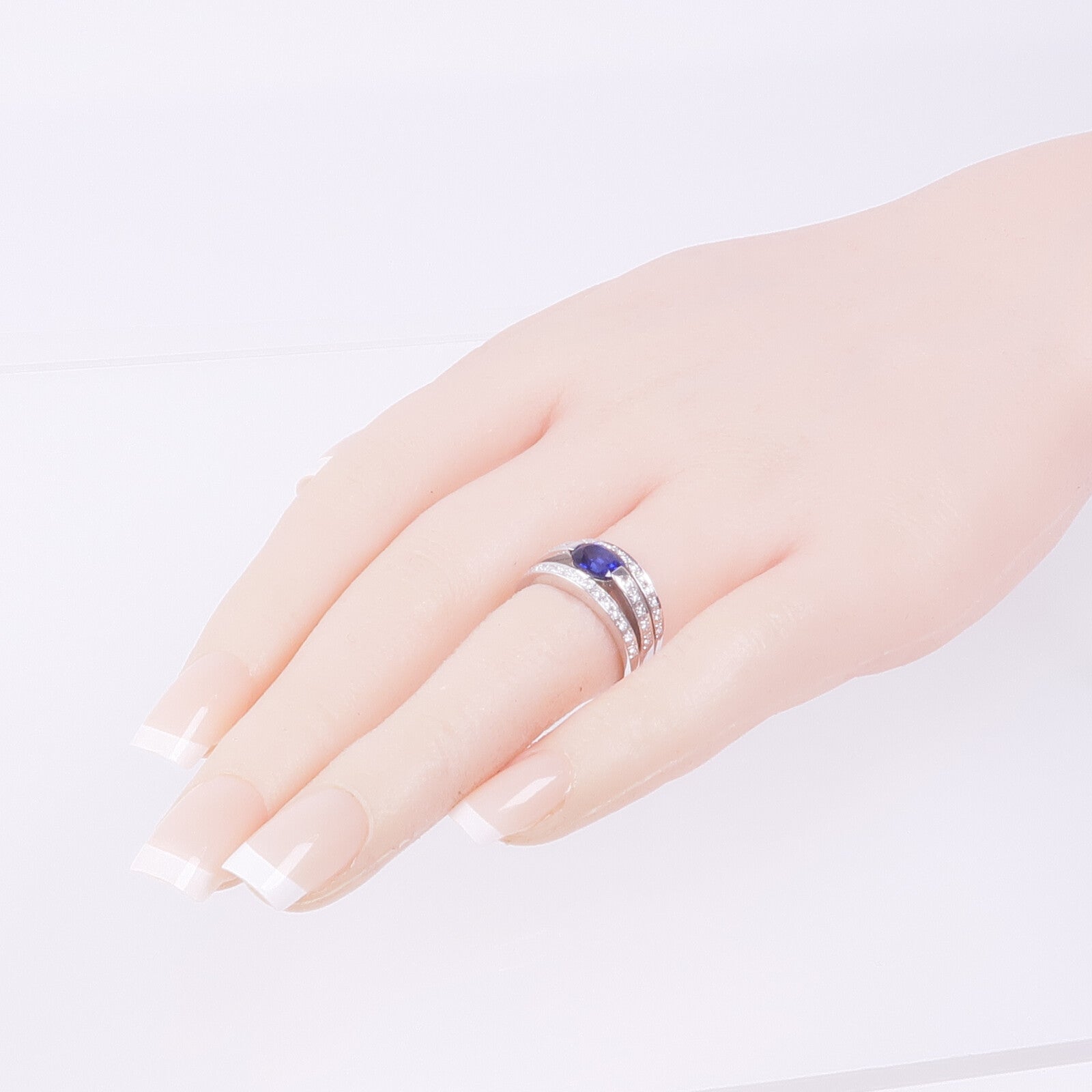 JEWELRY 18K白金Sapphire Diamond Ring藍寶石/鑽石戒指US#6