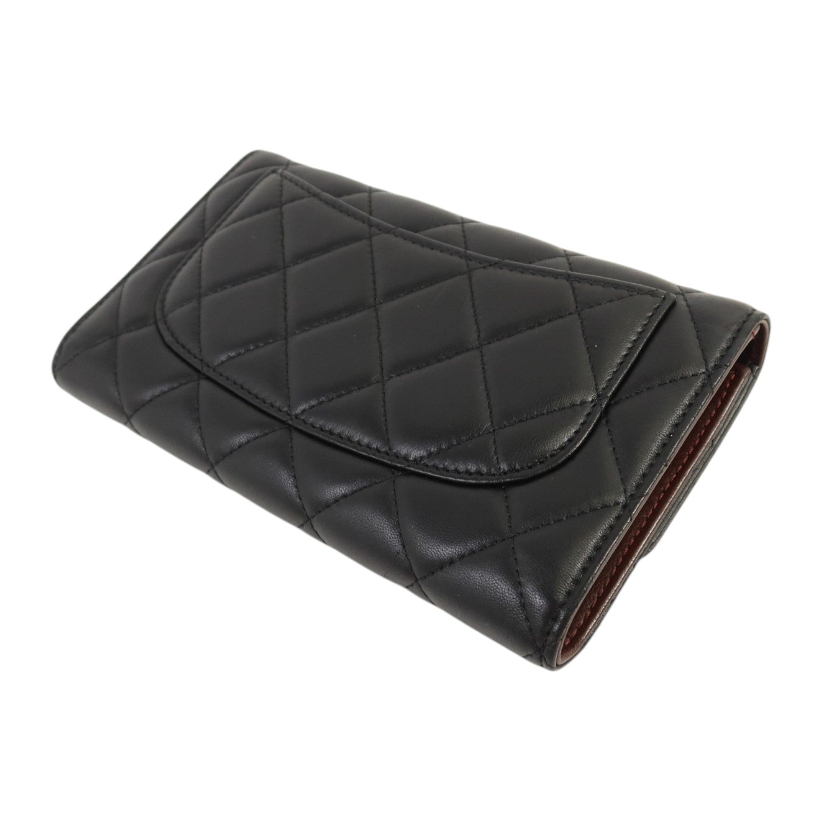 CHANEL 羊皮皮革Long Wallet銀扣長錢包