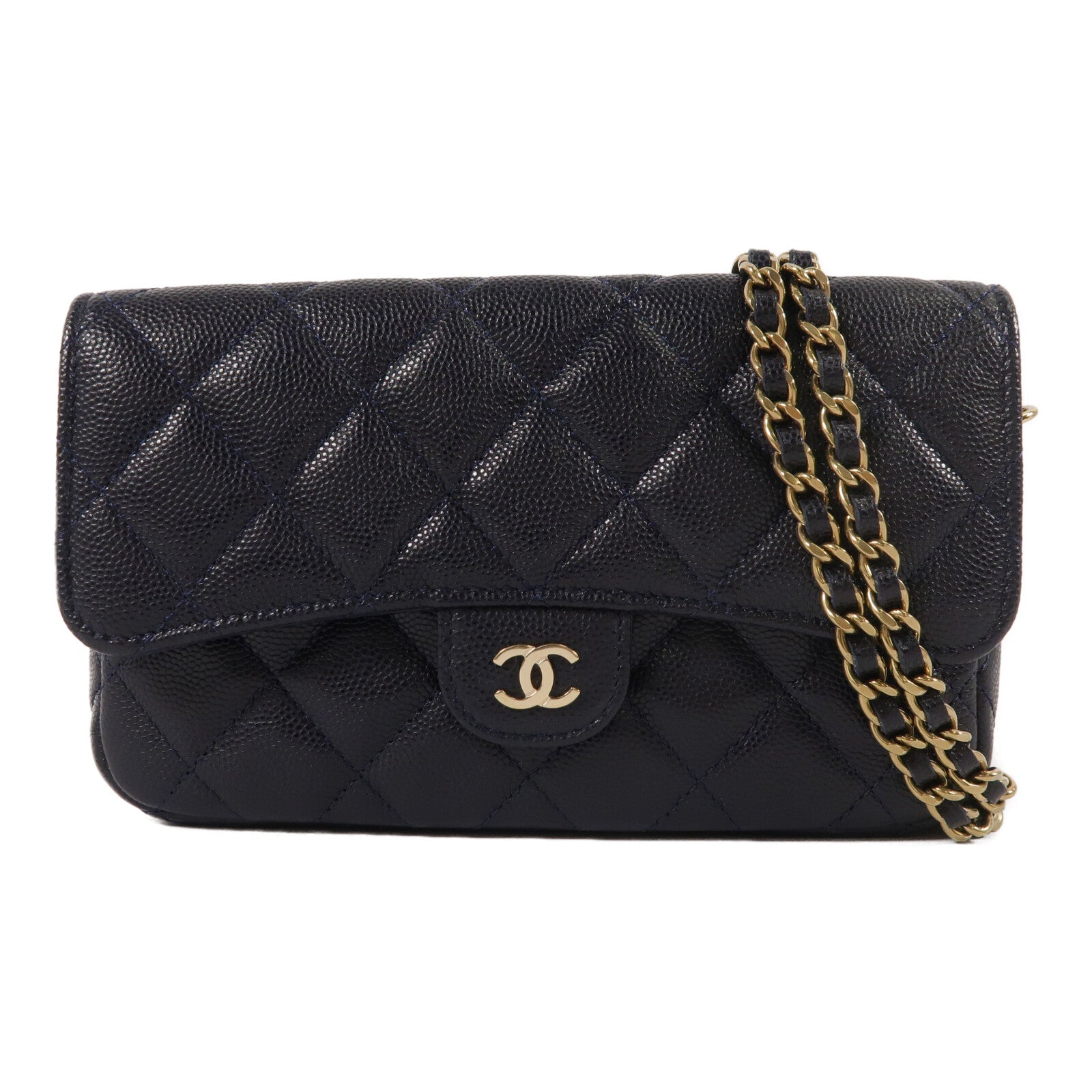CHANEL 牛皮皮革Phone Bag鏈帶肩背袋