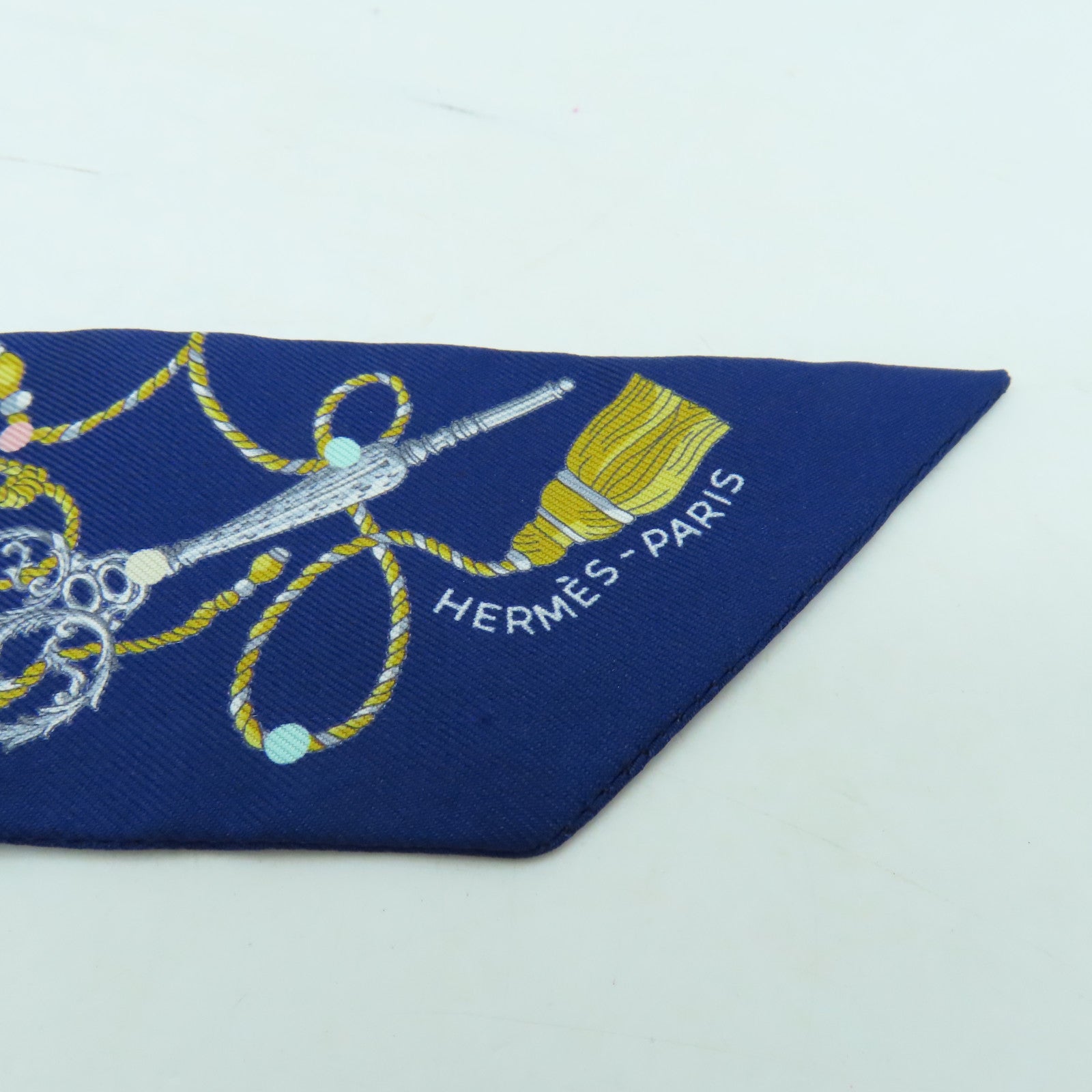 HERMES 【激減優惠】絲質Twilly絲巾藍色