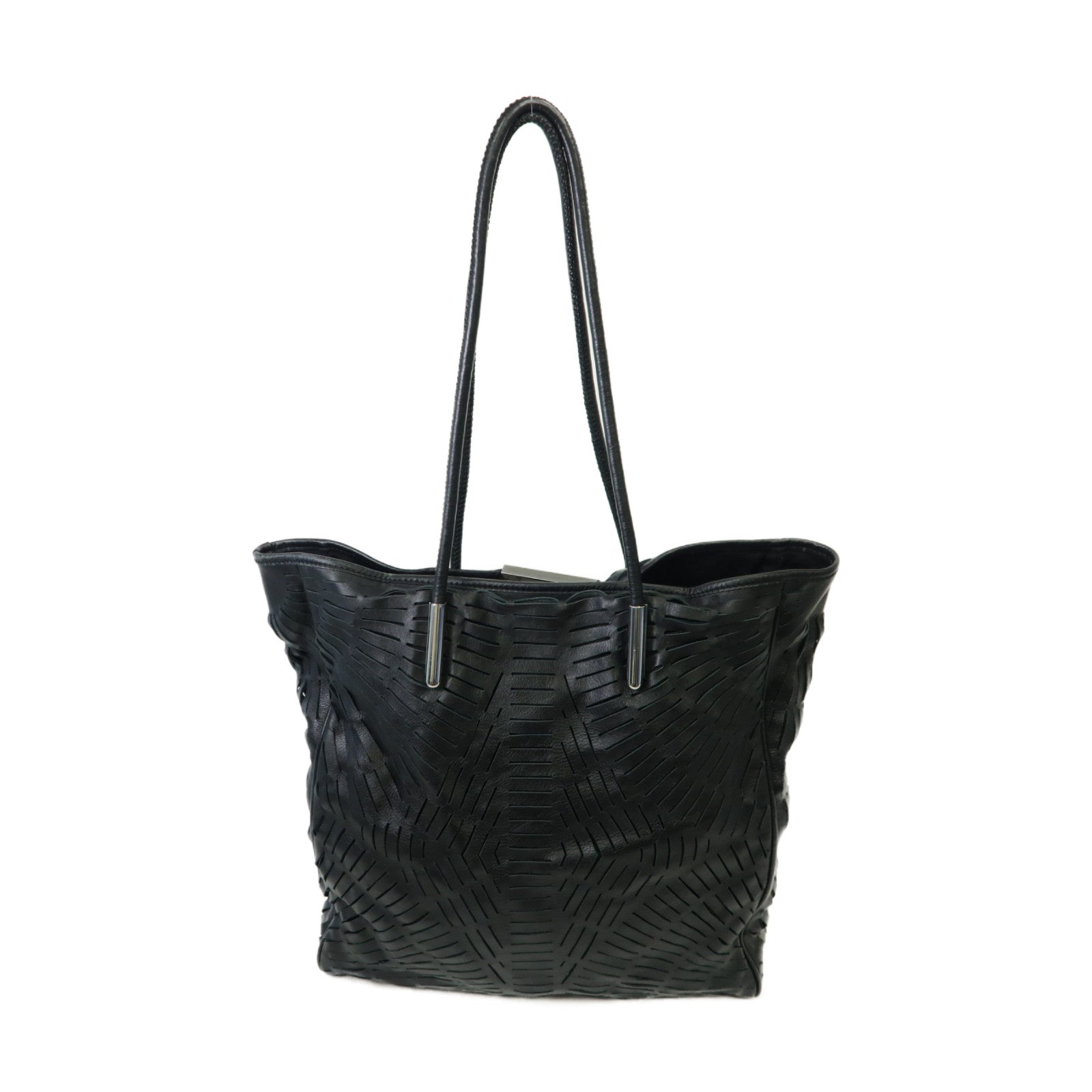 SELECTION 牛皮皮革Tote Bag銀扣手挽袋黒色