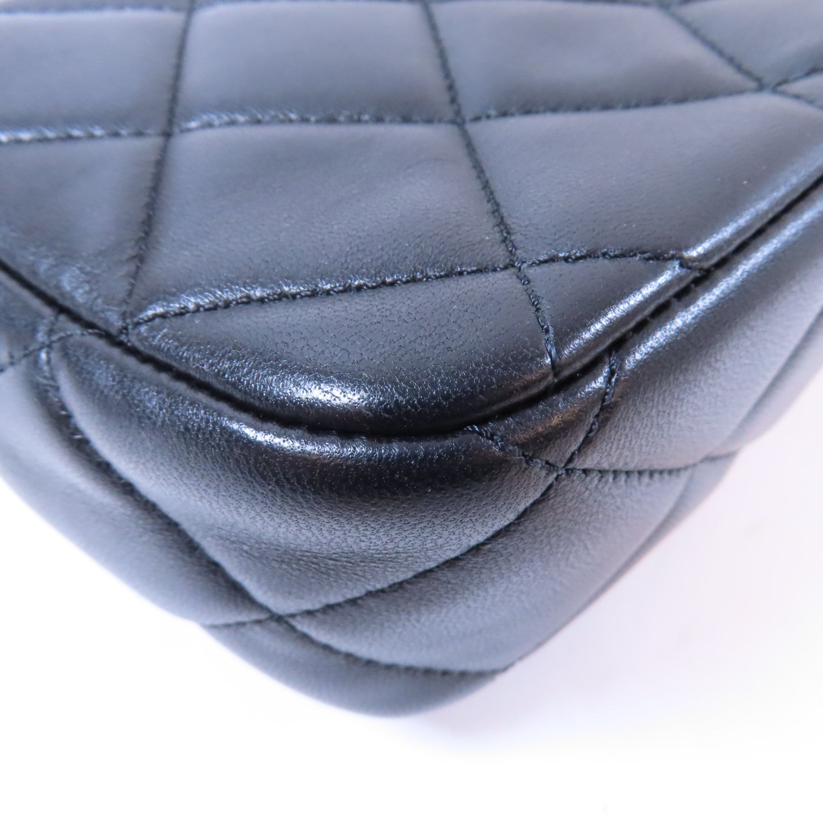 CHANEL 【激減優惠】菱格羊皮皮革Chain Shoulder金扣鏈帶肩背袋黑色