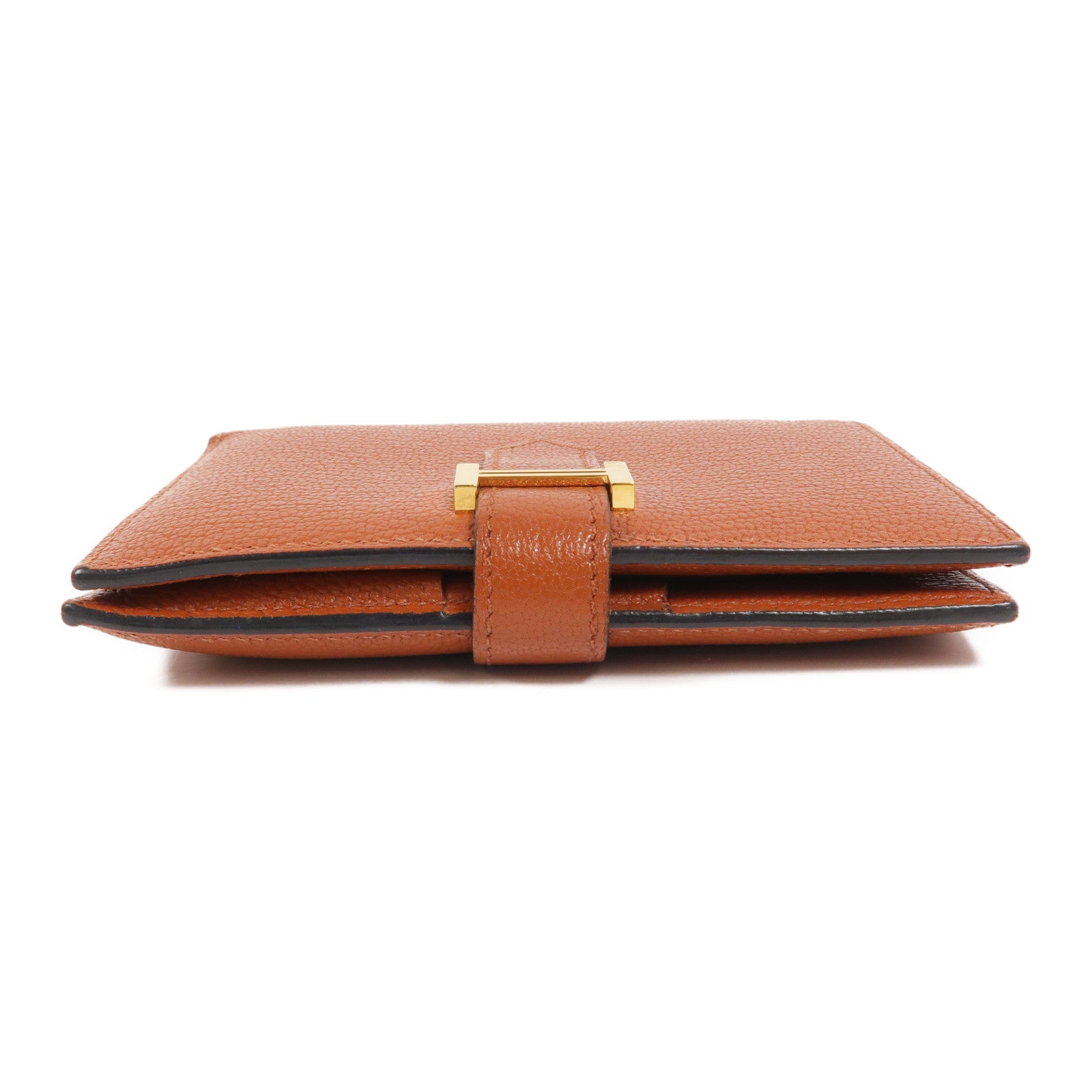 HERMES Chevre皮革Bearn Compact Wallet錢包Cuivre