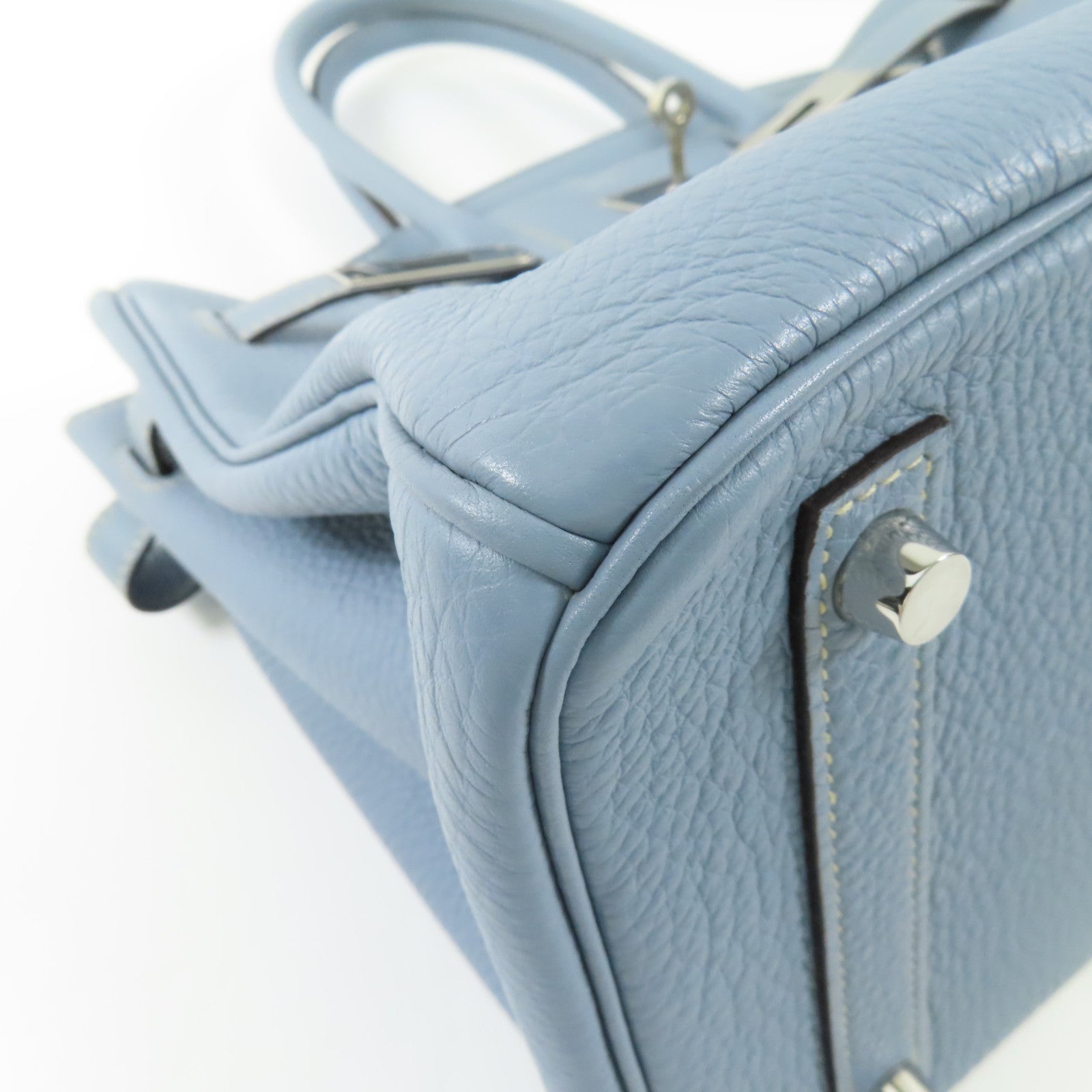 HERMES PHW Birkin 30 Handbag Togo Leather Bleu Lin