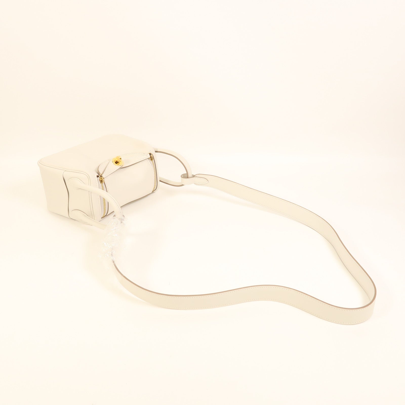 HERMES Swift皮革Mini Lindy金扣手挽肩背兩用袋Gris Meyer/Gris Pale