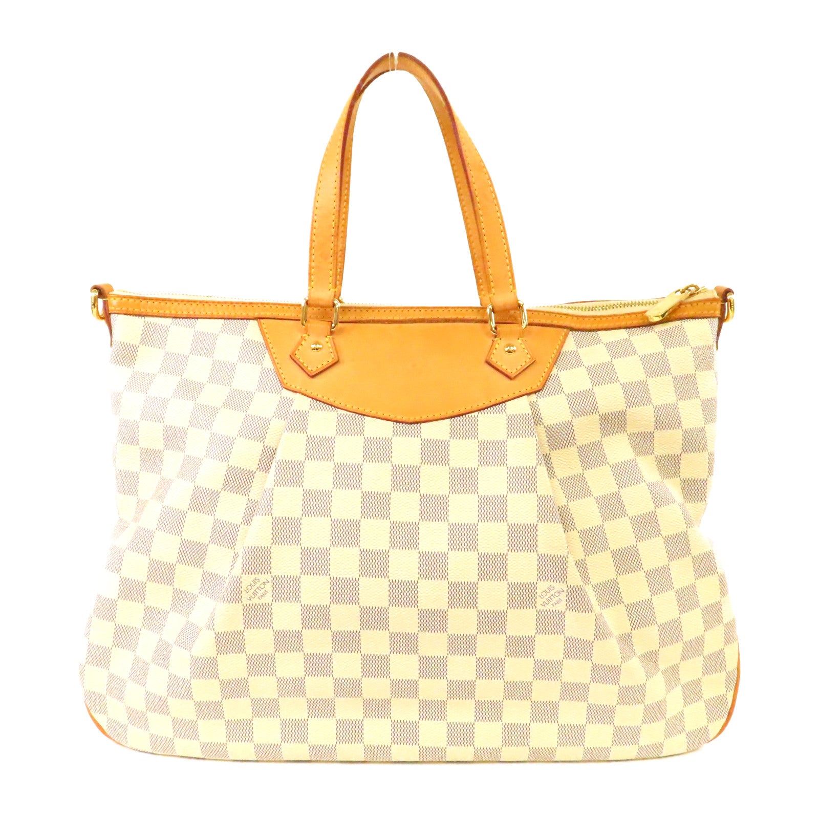 LOUIS VUITTON 【激減優惠】Damier Azur Siracusa GM金扣手挽肩背兩用袋藍色/白色
