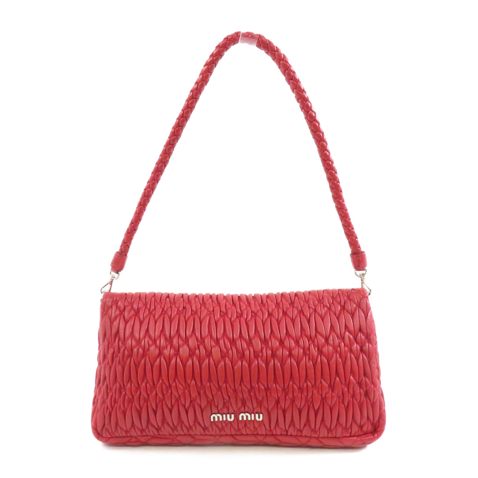 Miu Miu 羊皮皮革Shoulder Bag銀扣肩背袋紅色