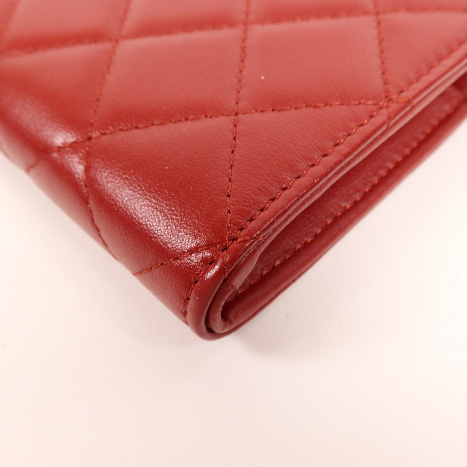 CHANEL 羊皮皮革Long Wallet銀扣長錢包