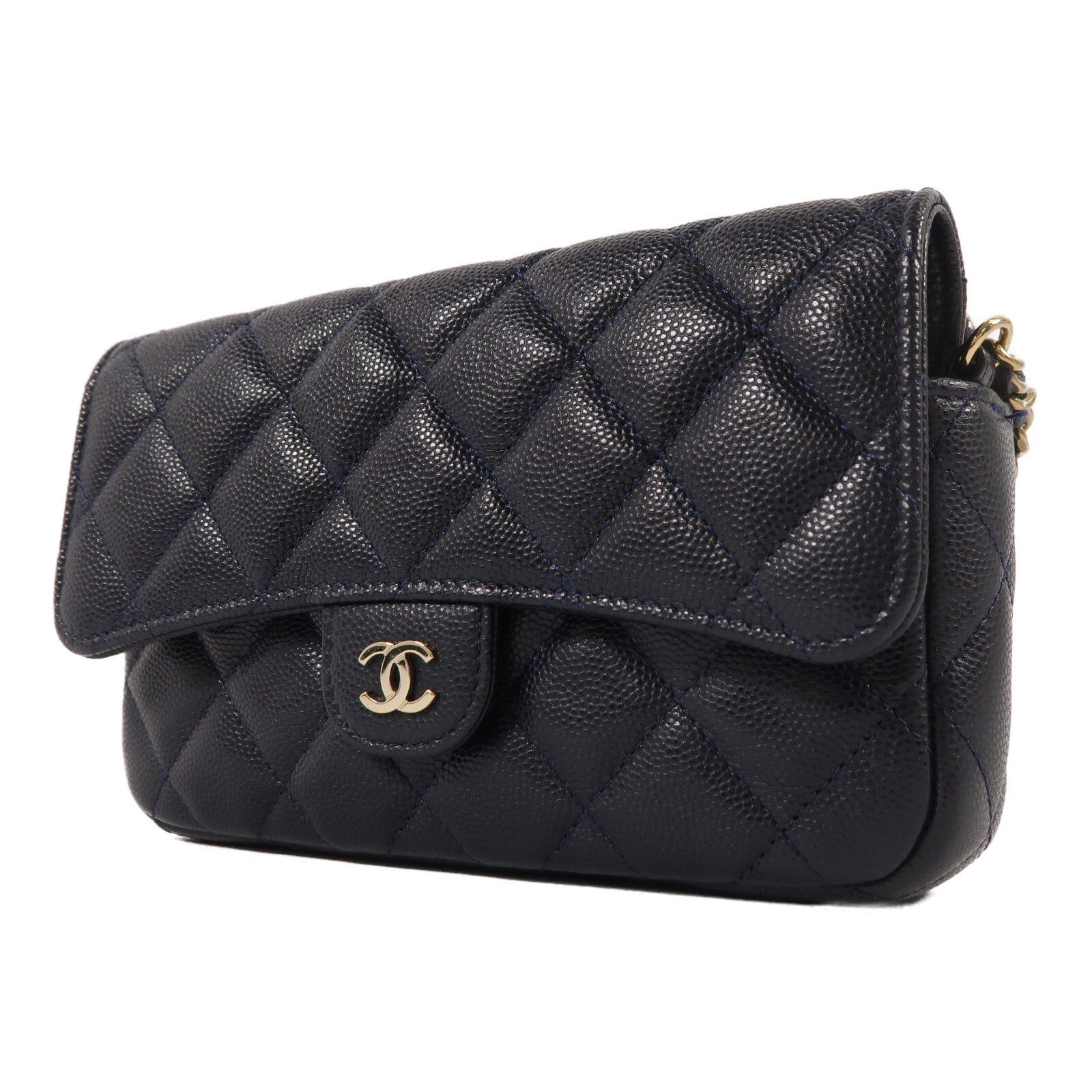 CHANEL 牛皮皮革Phone Bag鏈帶肩背袋
